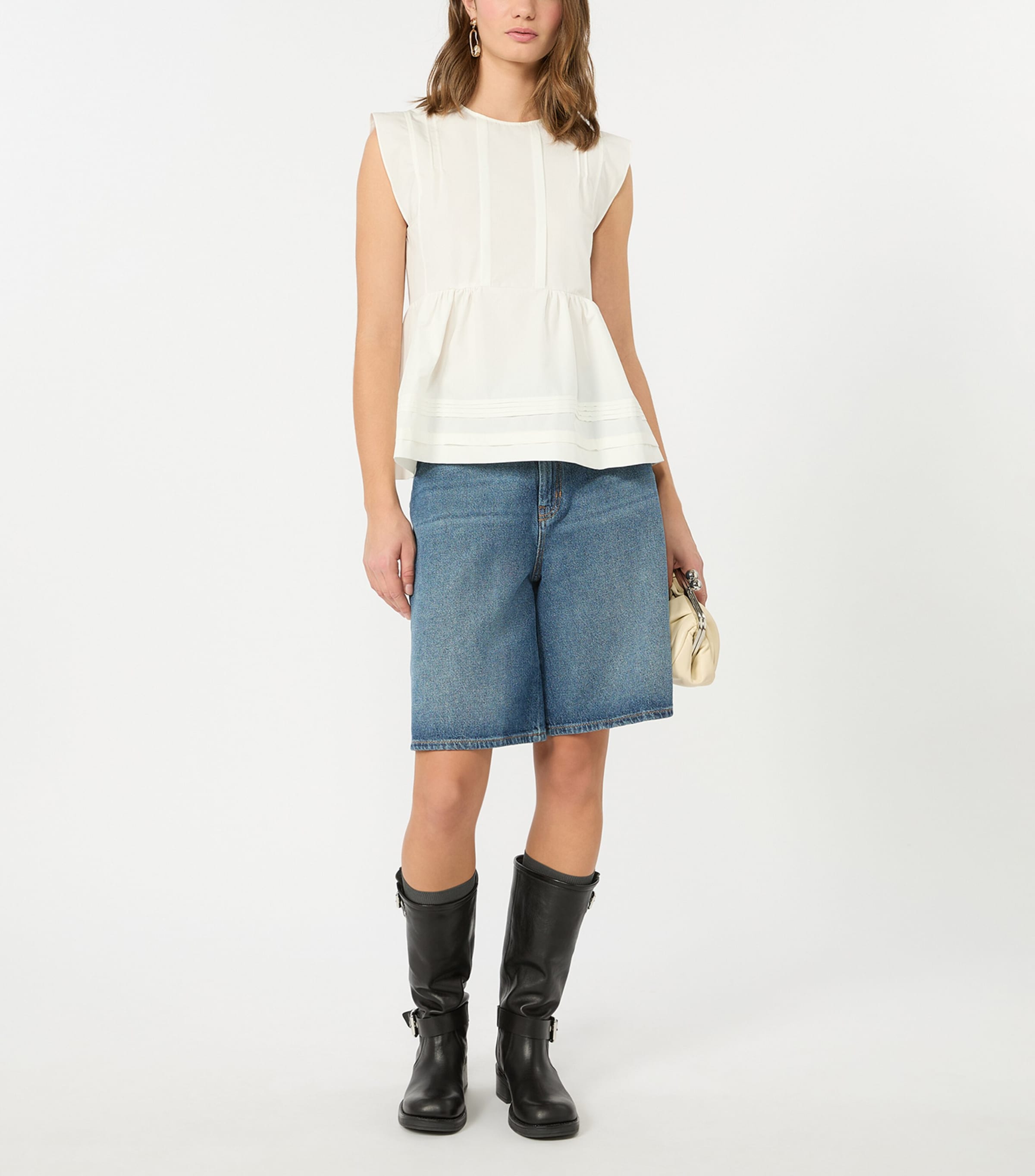 Weekend Max Mara Womens Cotton Flared Blouse White Image 5