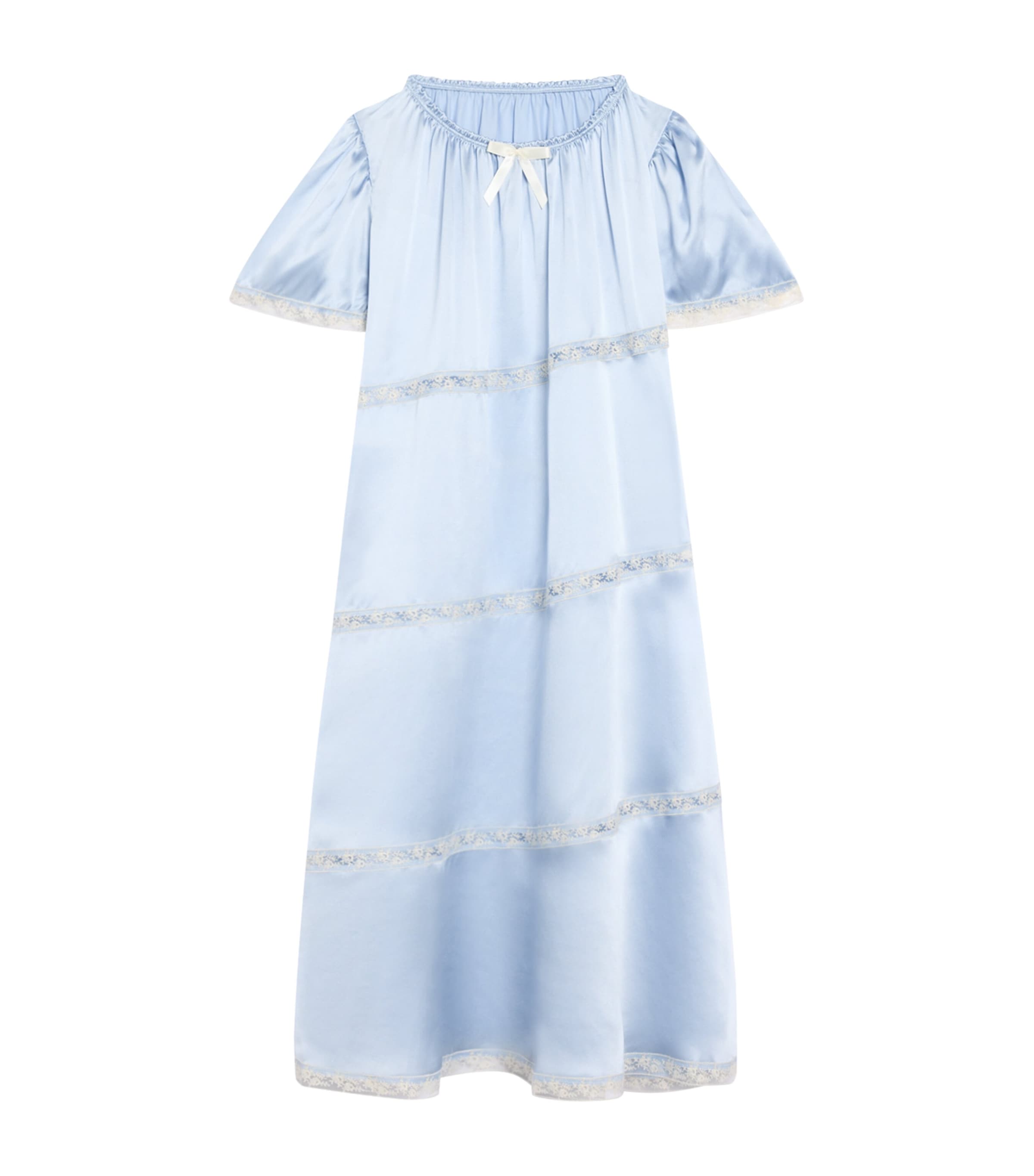 Amiki Kids' Fril-trim Catherine Nightdress In Blue