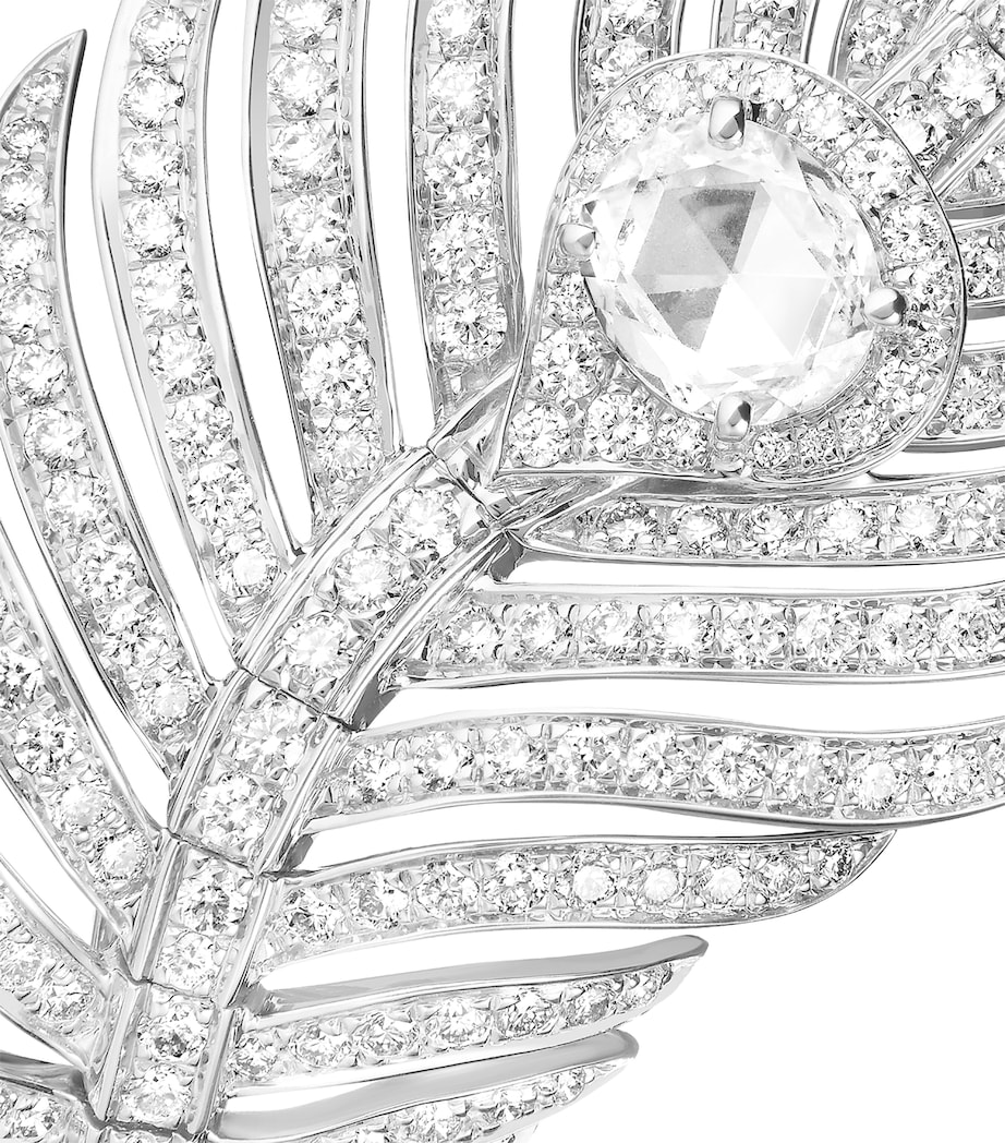 Large White Gold and Diamond Plume de Paon Ring WHITE GOLD Image 3