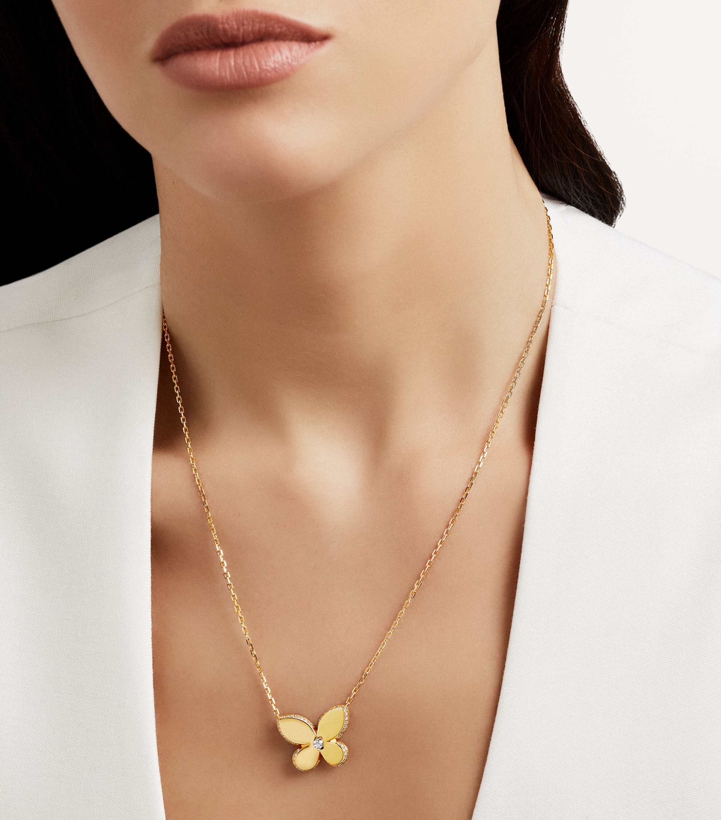 Yellow Gold and Diamond Butterfly Necklace YELLOW GOLD Image 2