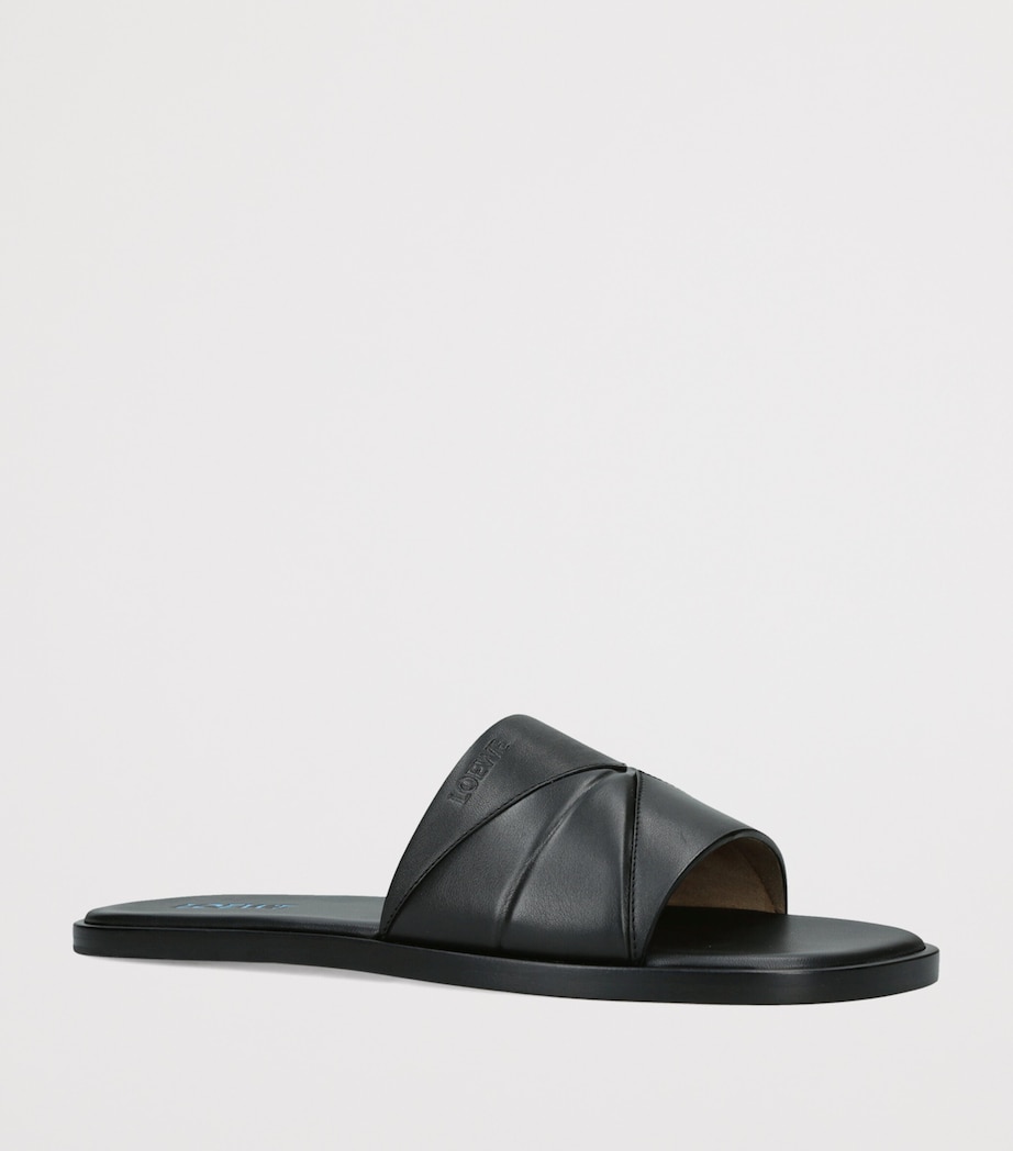 LOEWE Leather Origami Slides Black Image 3