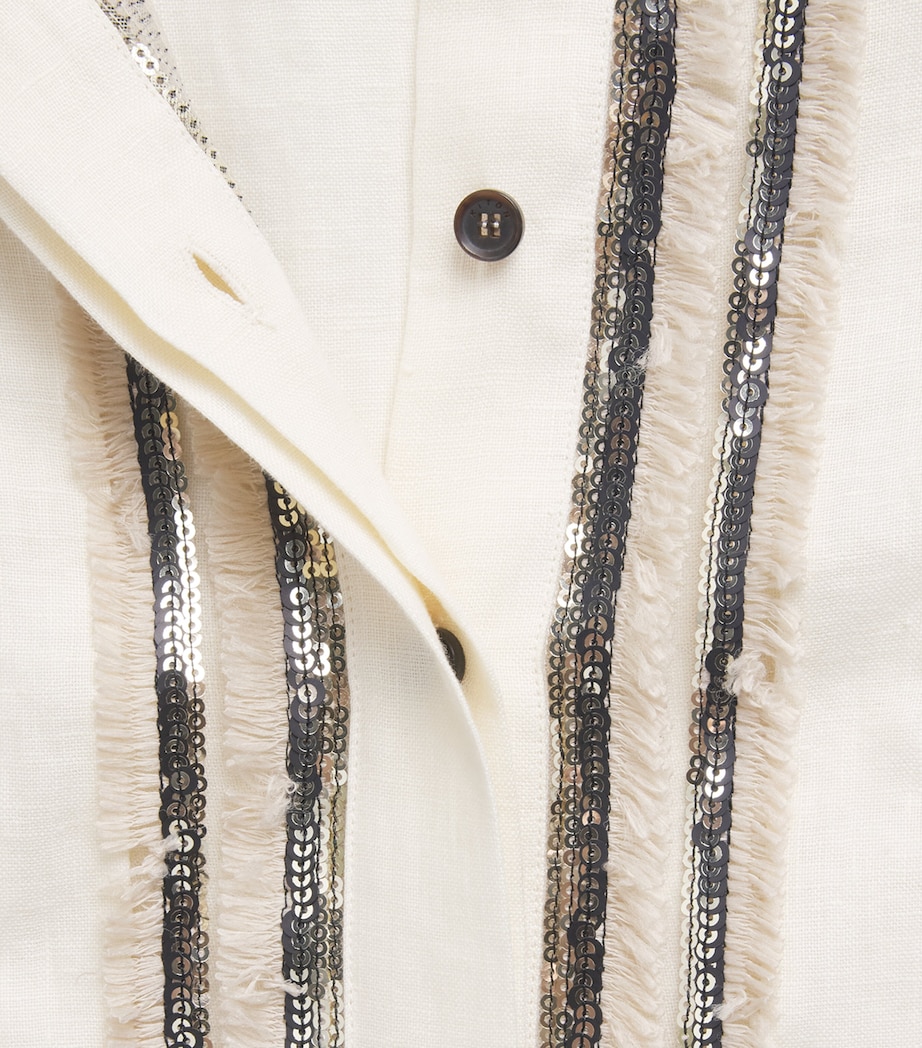 Kiton Womens Linen Sequinned Shirt Beige Image 6