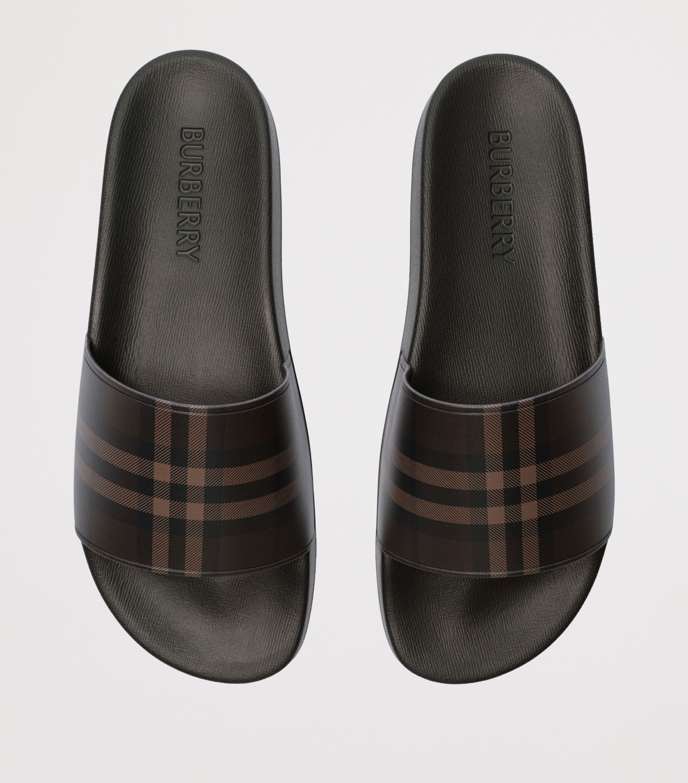 Burberry Check Slides Dark Brown Ip Chk Image 4