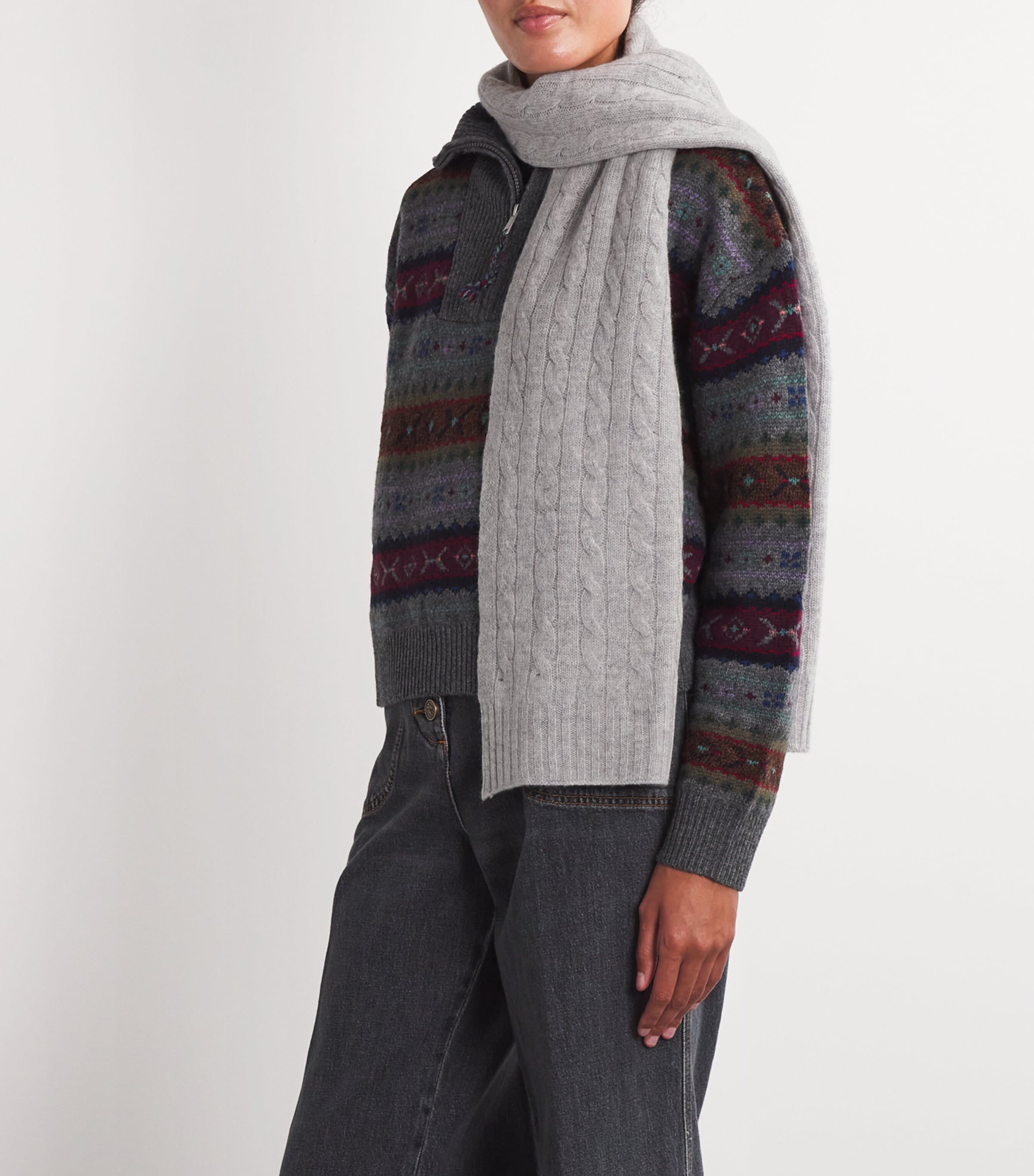 Wool-Cashmere Pony Scarf SOFT GREY Image 4