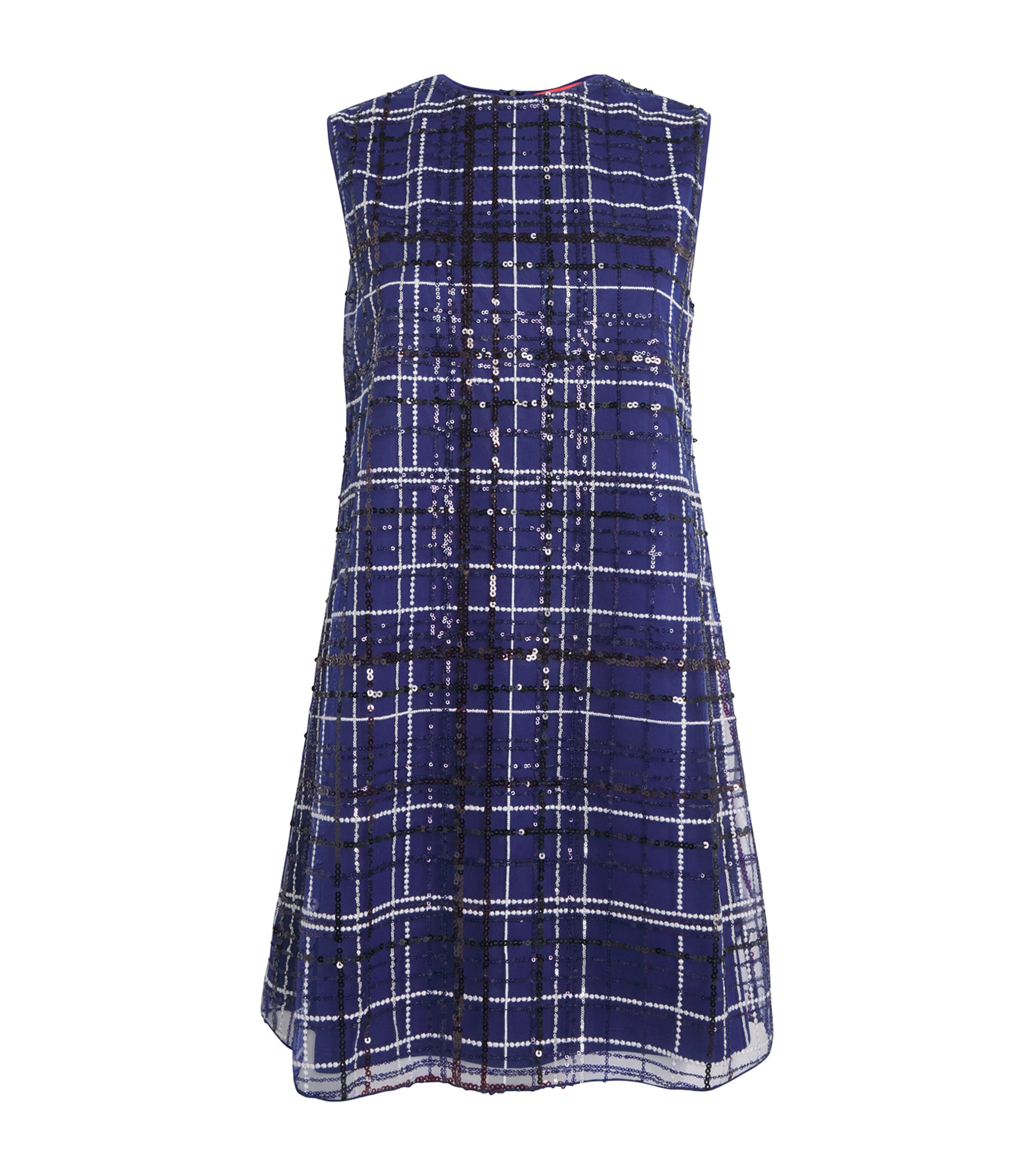 Max & Co Sequin Check Mini Dress In Blue