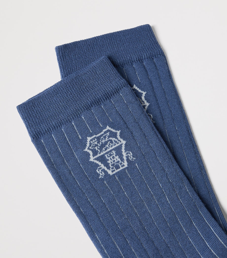 Brunello Cucinelli Mens Cotton Logo Socks Image 2