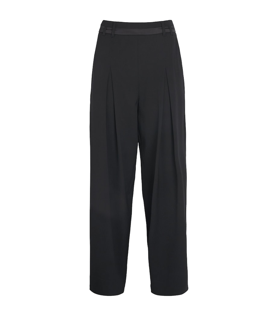 ME+EM Womens Wool-Blend Exaggerated Taper Tux Trousers Black Image 1