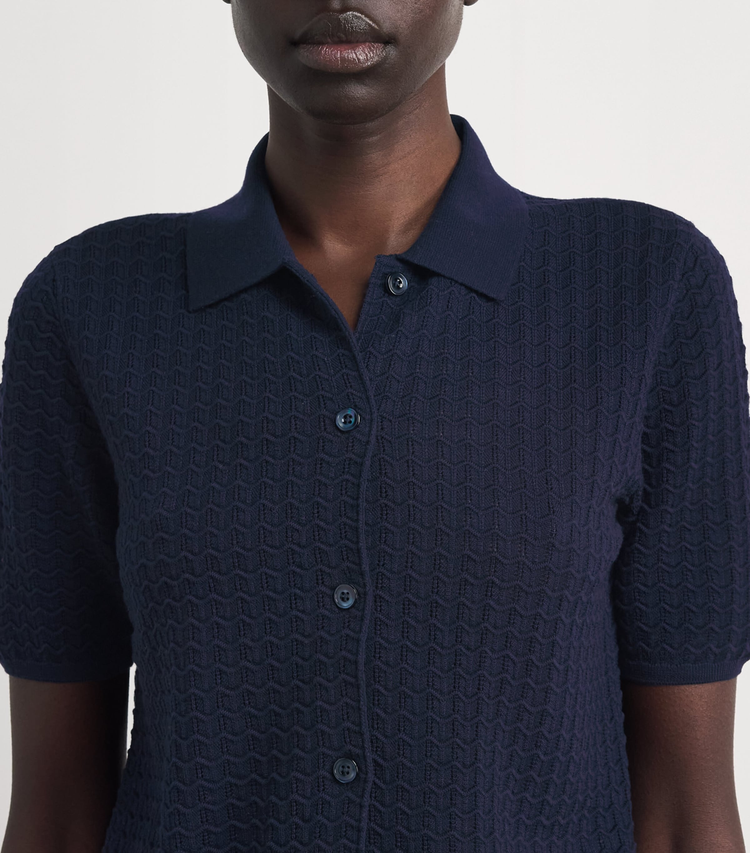 Eleventy Womens Wool Short-Sleeve Shirt Blu Image 3