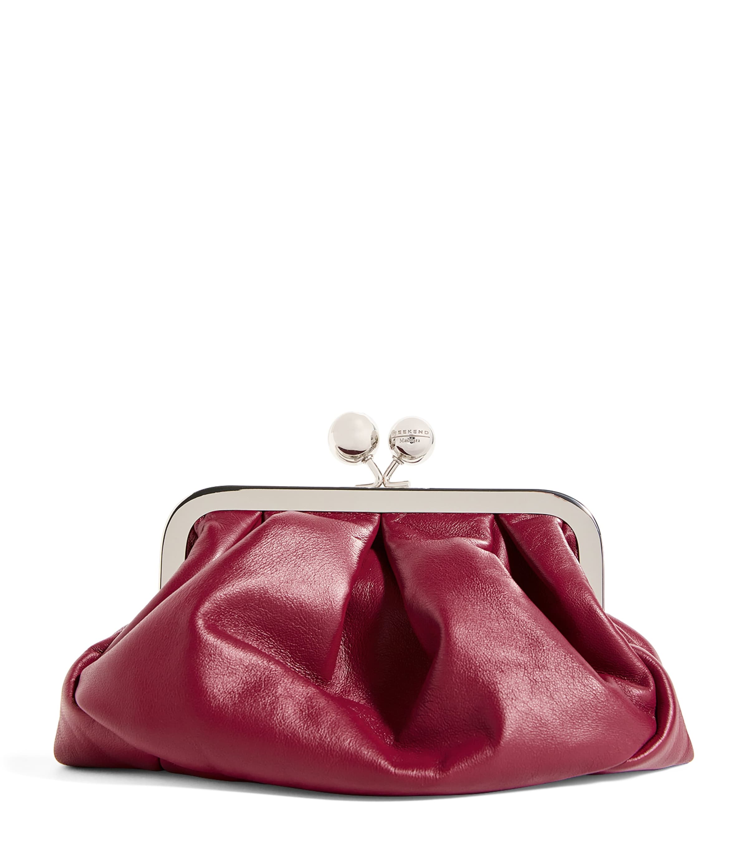 Weekend Max Mara Small Leather Pasticcino Clutch Bag In Red