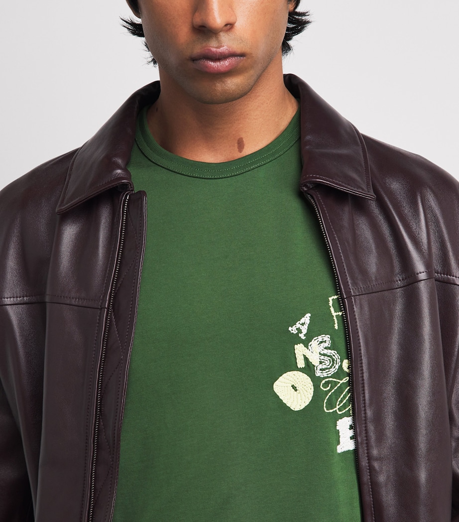 JW Anderson Mens Cotton Scattered Letters T-Shirt Green Image 3