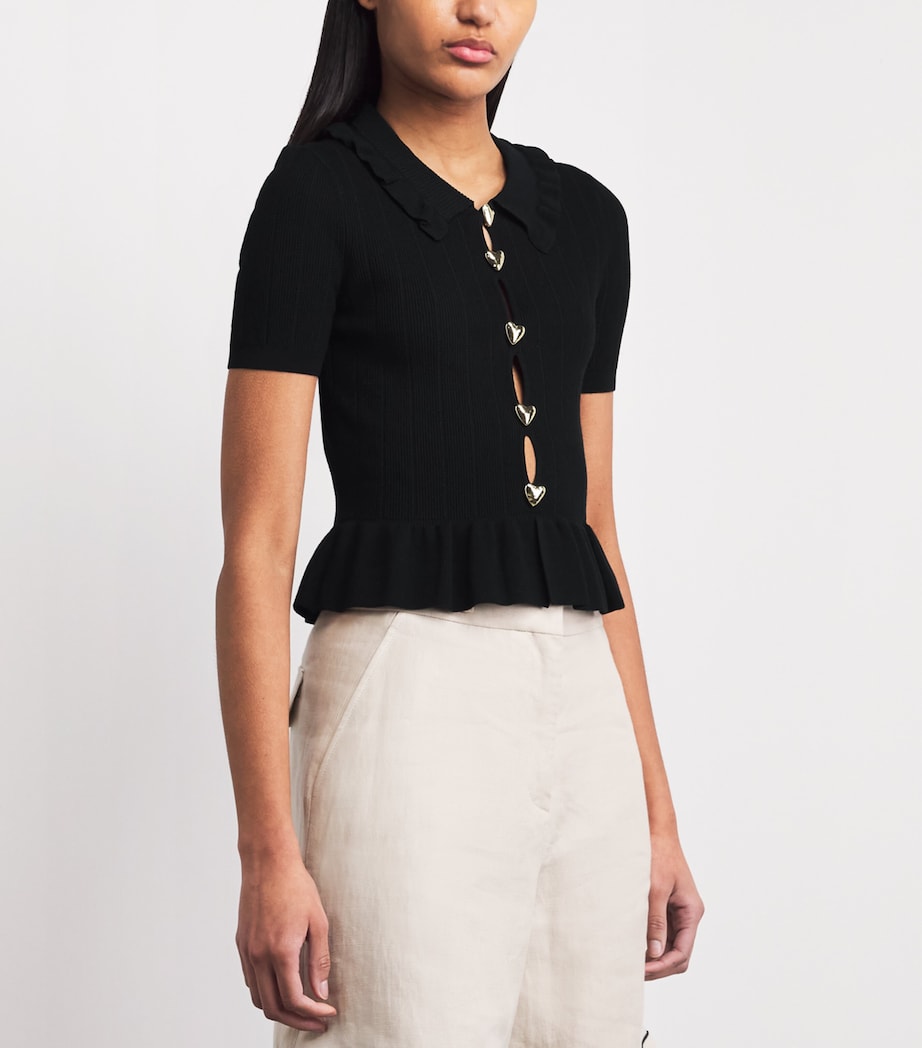 Claudie Pierlot Womens Knitted Ribbed Peplum Sweater Black Image 4