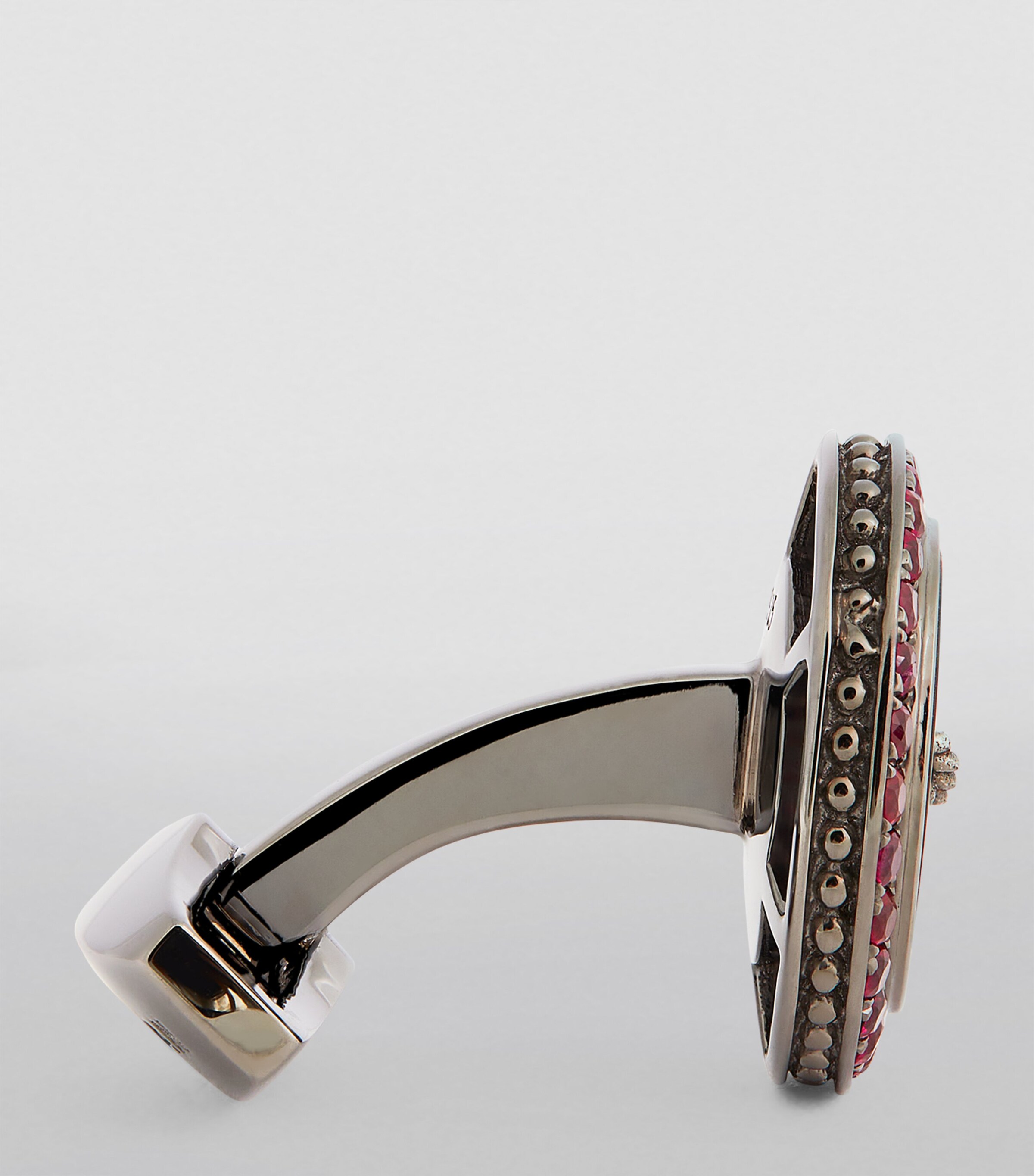 Stainless Steel and Ruby Button Cufflinks SILVER/ RED Image 3