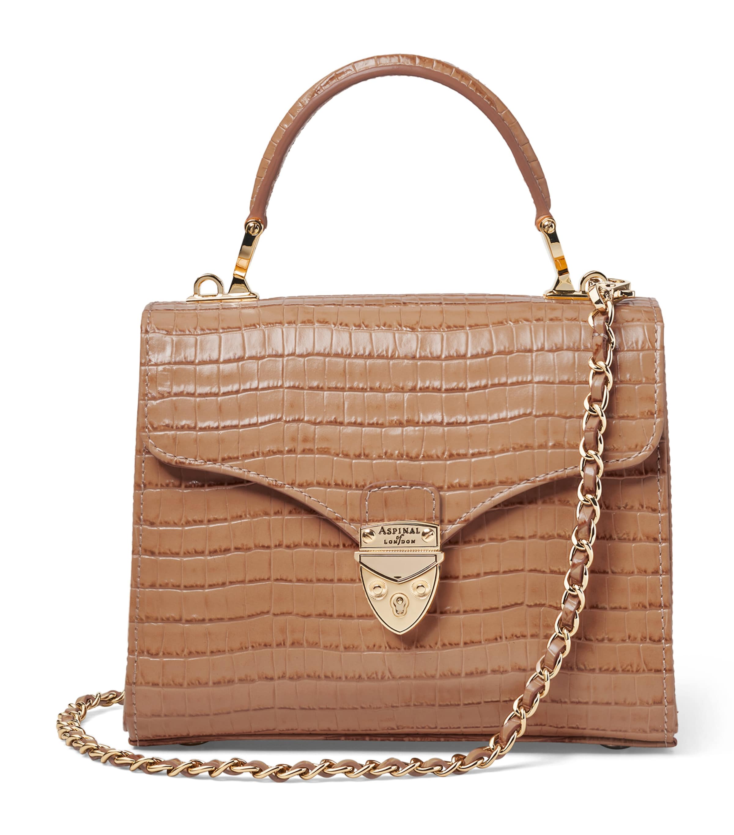 Aspinal Of London Midi Leather Mayfair Top-Handle Bag Caramel Image 1