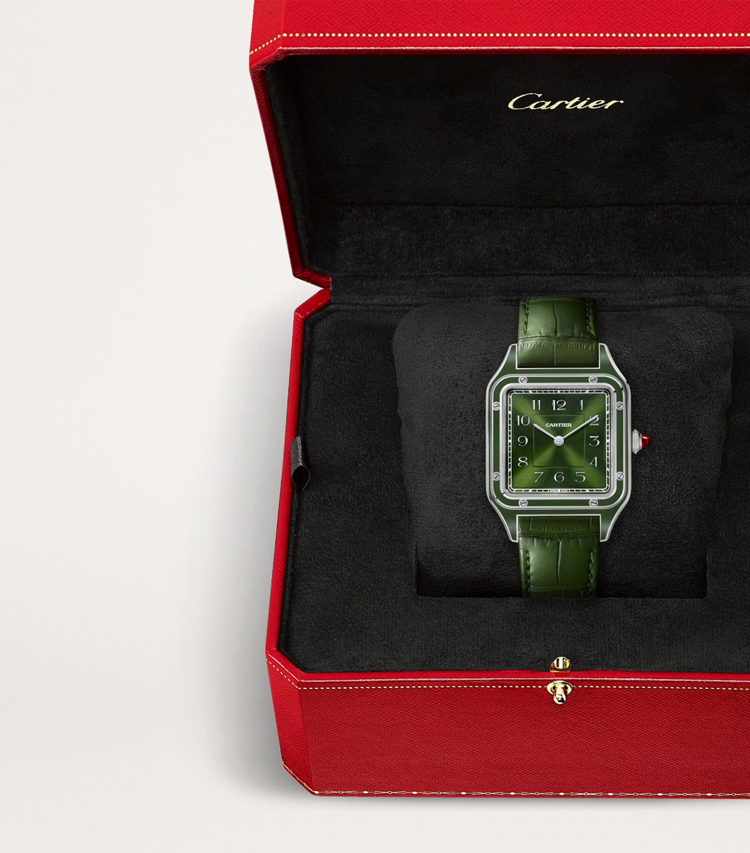 Large Platinum and Ruby Santos-Dumont Watch 43.5mm PLATINUM Image 4