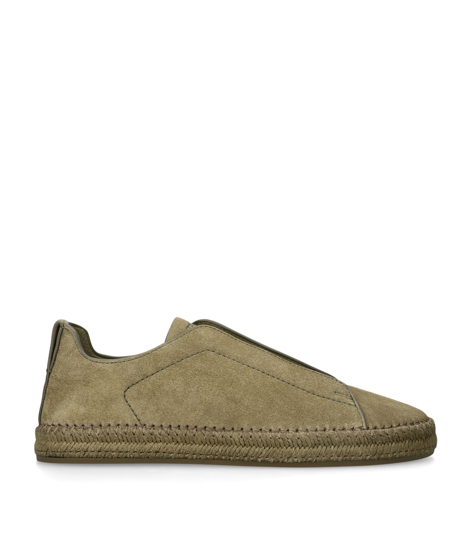 Zegna Suede Triple Stitch Espadrilles Mid Green Image 1