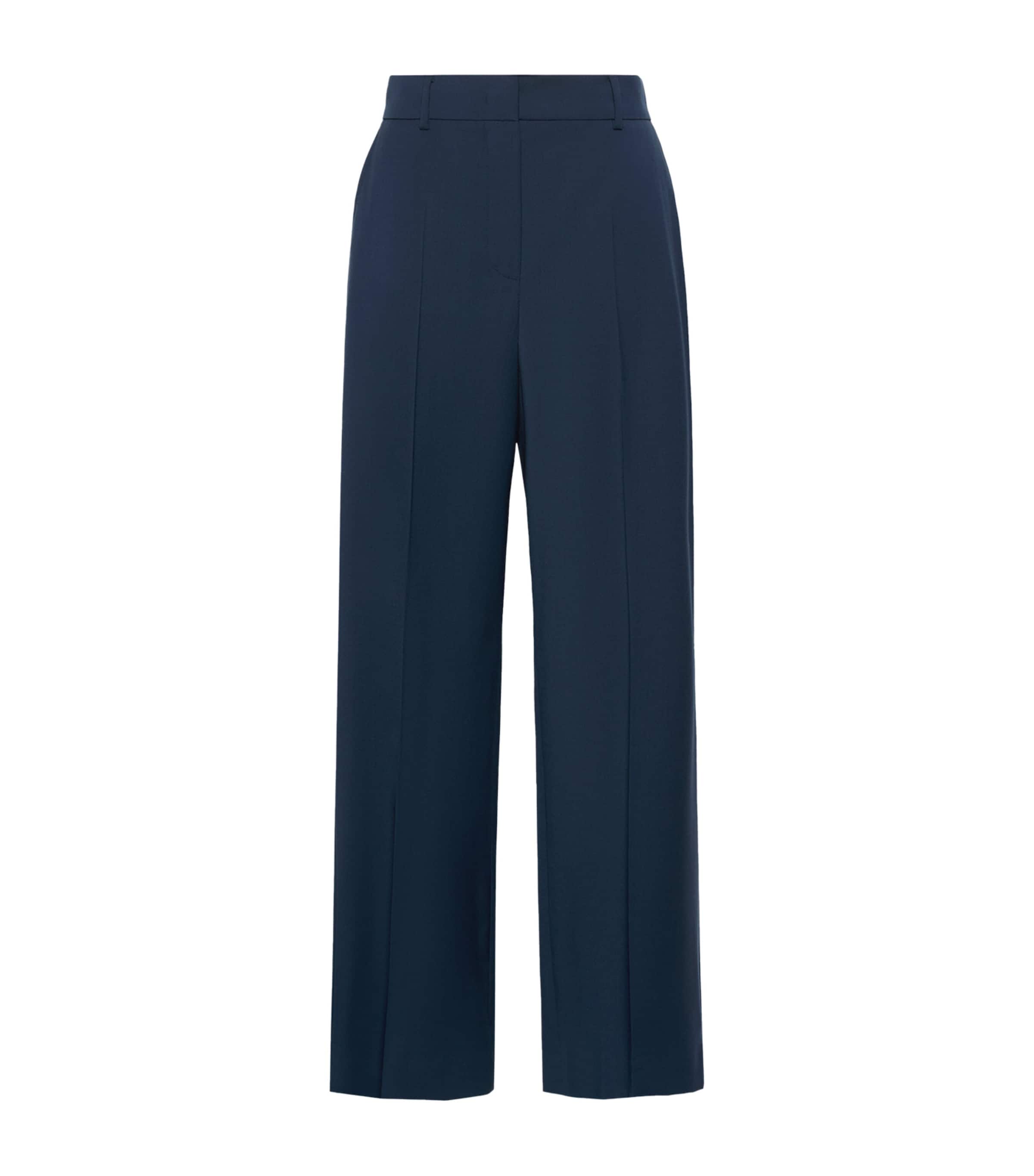 Weekend Max Mara Womens Virgin Wool Straight-Leg Trousers Navy Image 1
