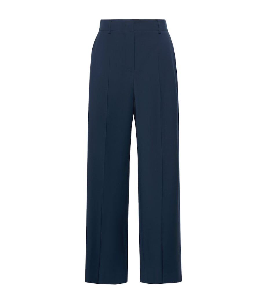 Weekend Max Mara Womens Virgin Wool Straight-Leg Trousers Navy Image 1