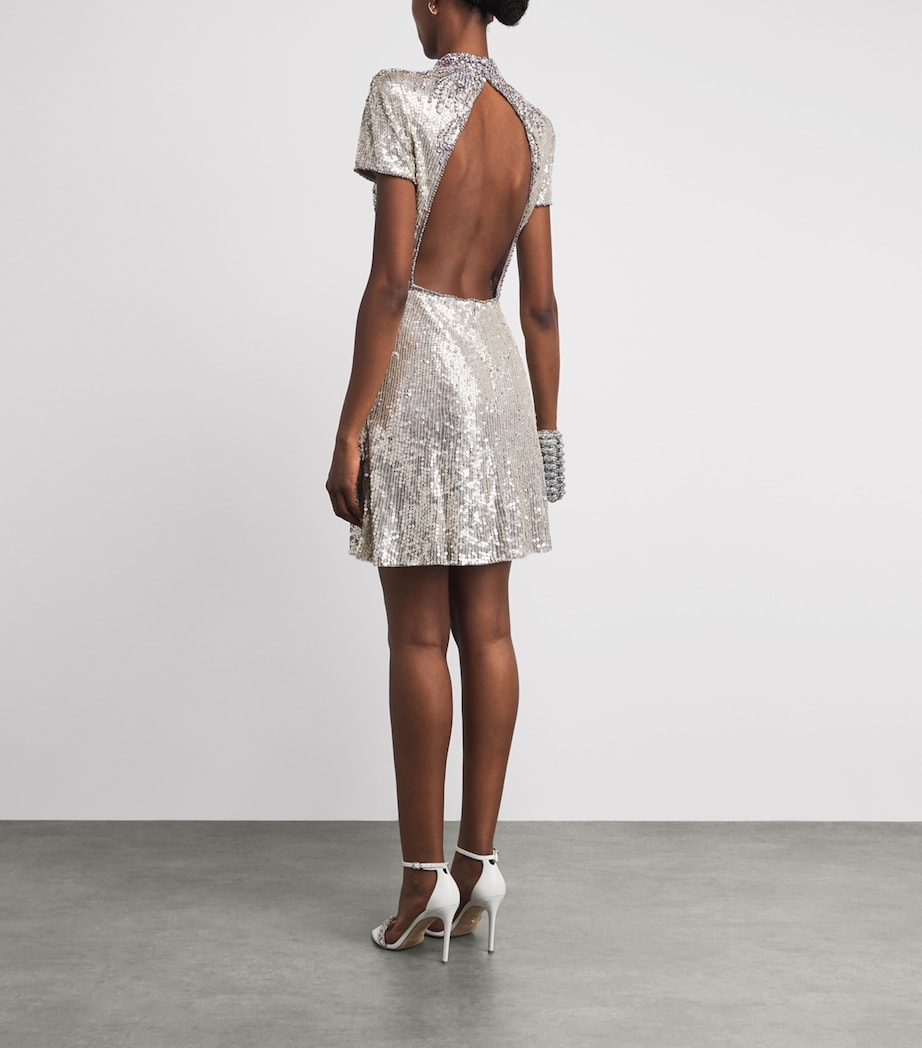 Jenny Packham Womens Sequin-Embellished Tala Mini Dress Snow Image 4