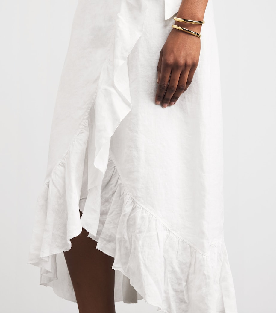 Heidi Klein Womens Linen White Bay Midi Skirt Wht Wht Image 3