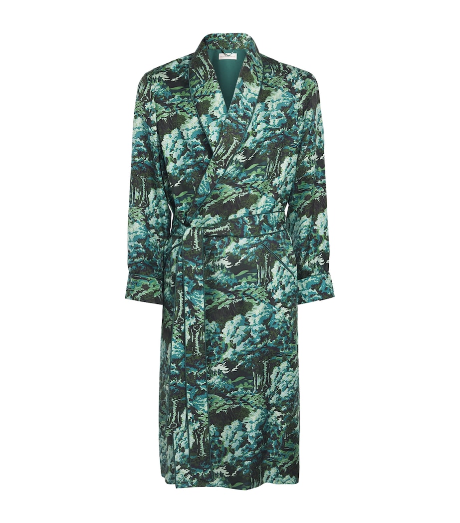 Olivia von Halle Mens Silk Twill Forest Mescal Robe Linden Image 1