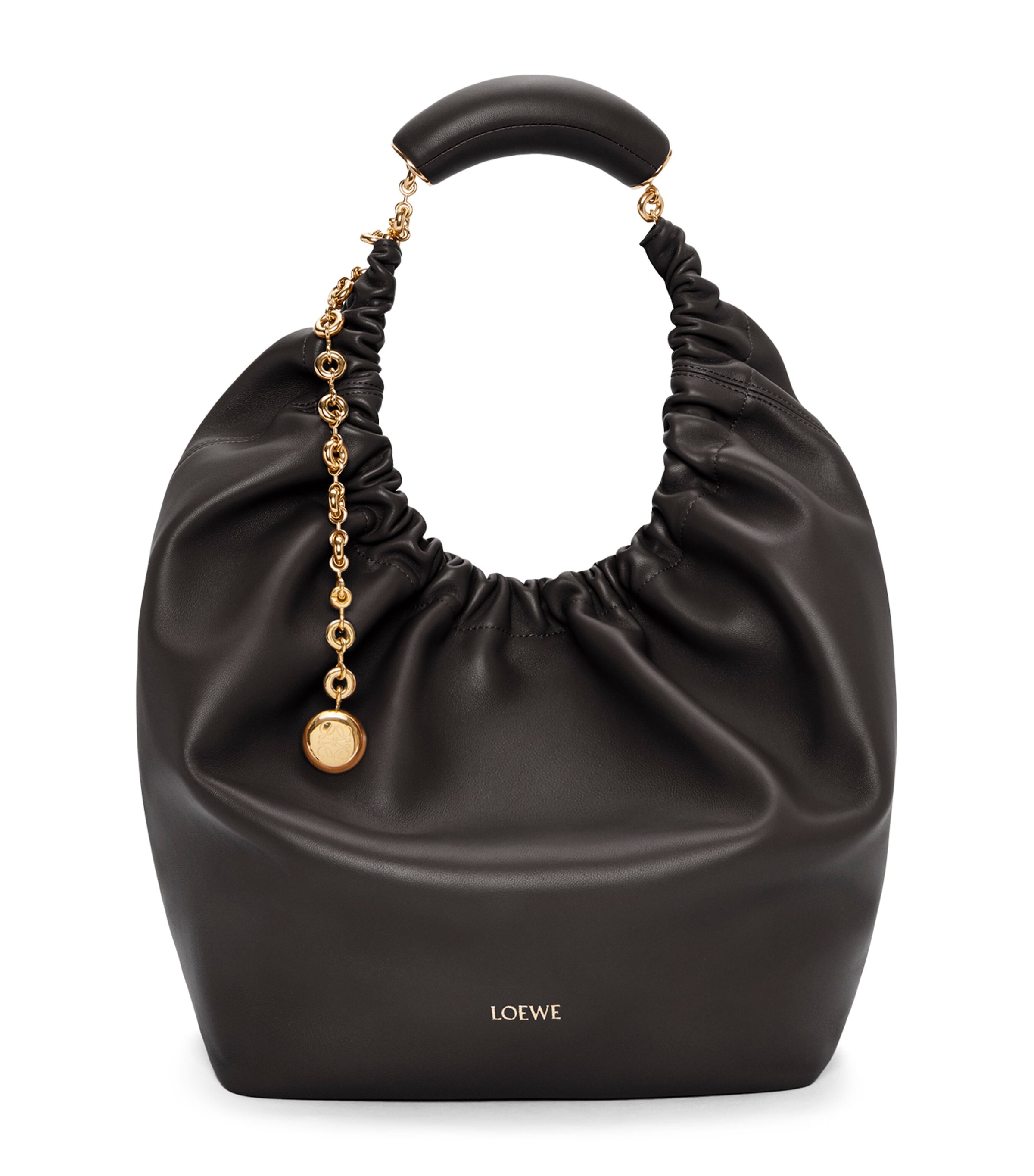 Loewe Hammock Drawstring Small Leather Shoulder Bag In Black