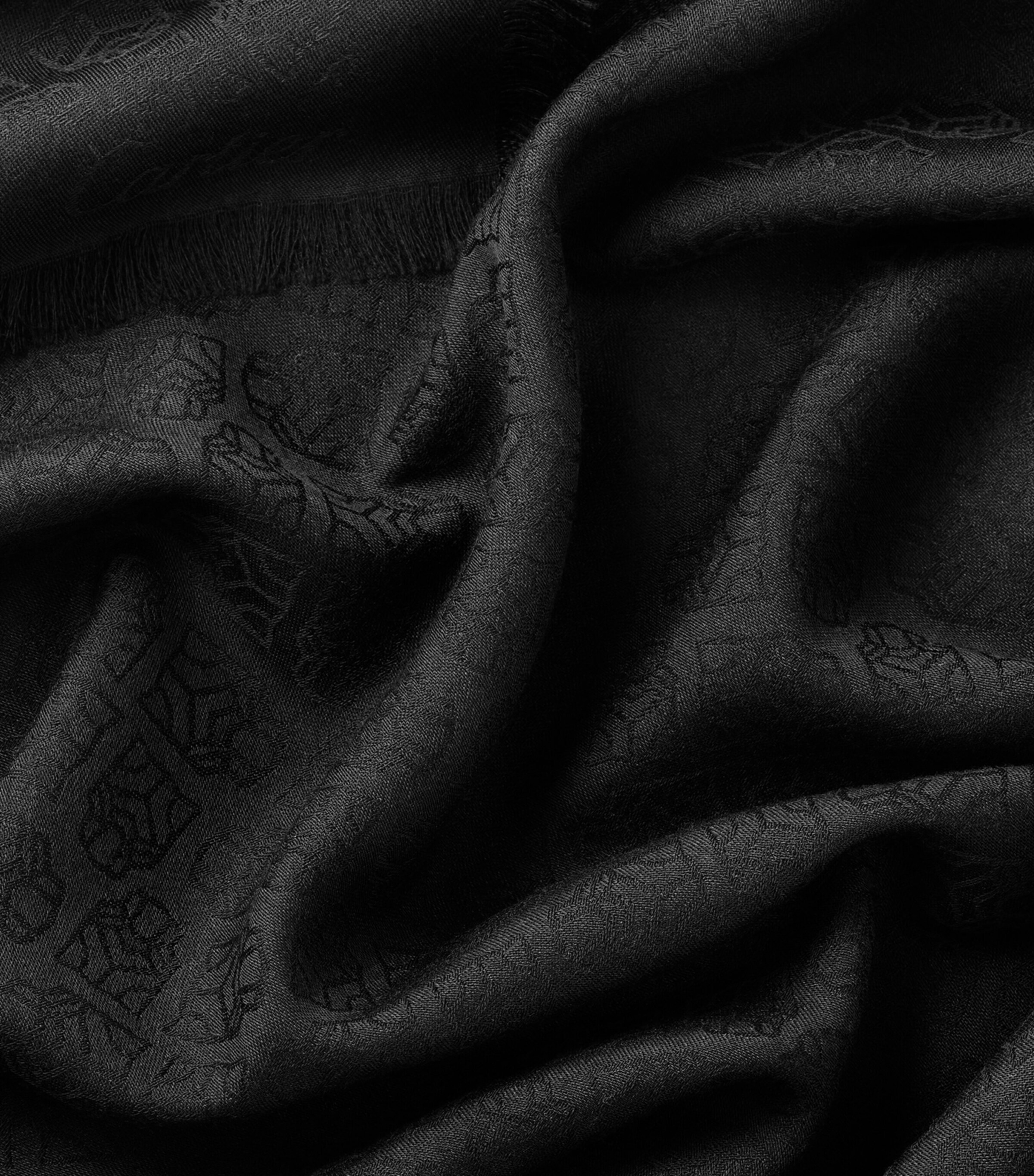 Cartier Cashmere-Wool-Silk Panther Shawl Scarf Black Image 5