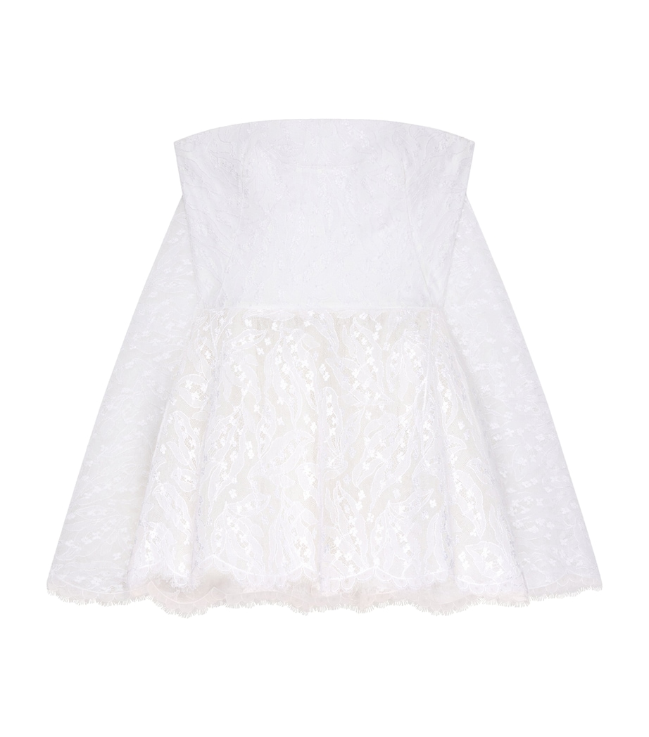 Lace Strapless Mini Cape Dress WHITE Image 1