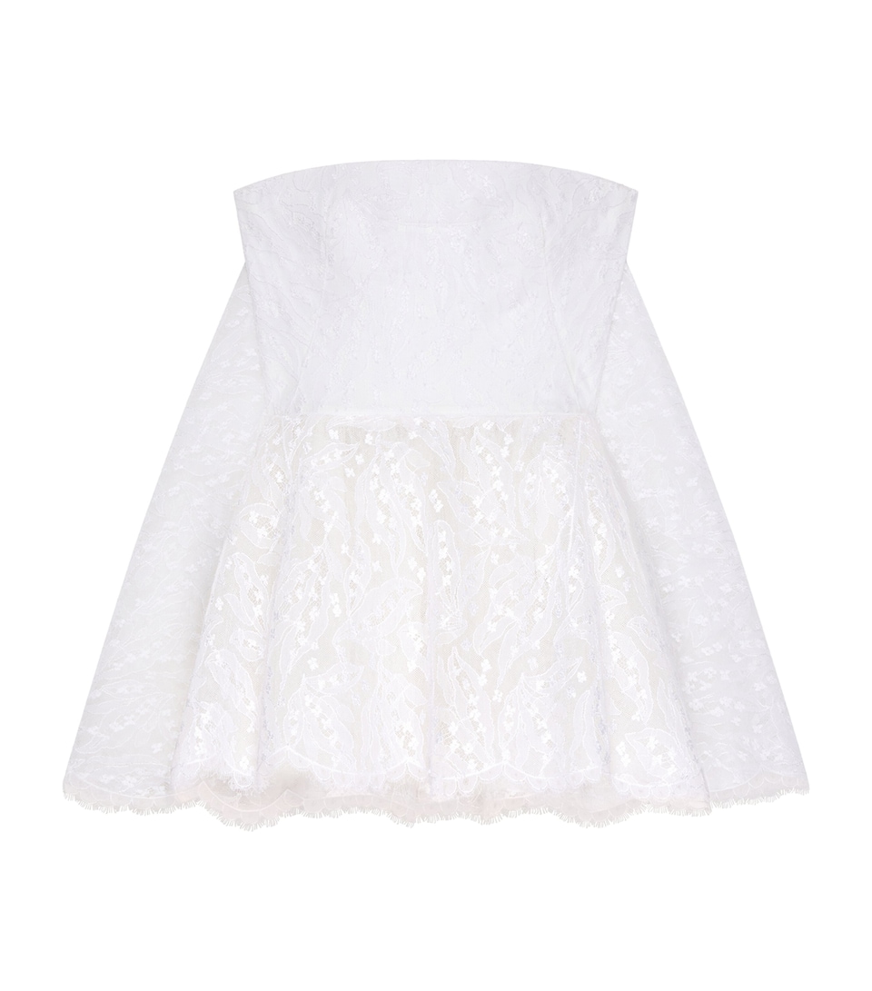 Givenchy Lace Strapless Mini Cape Dress White