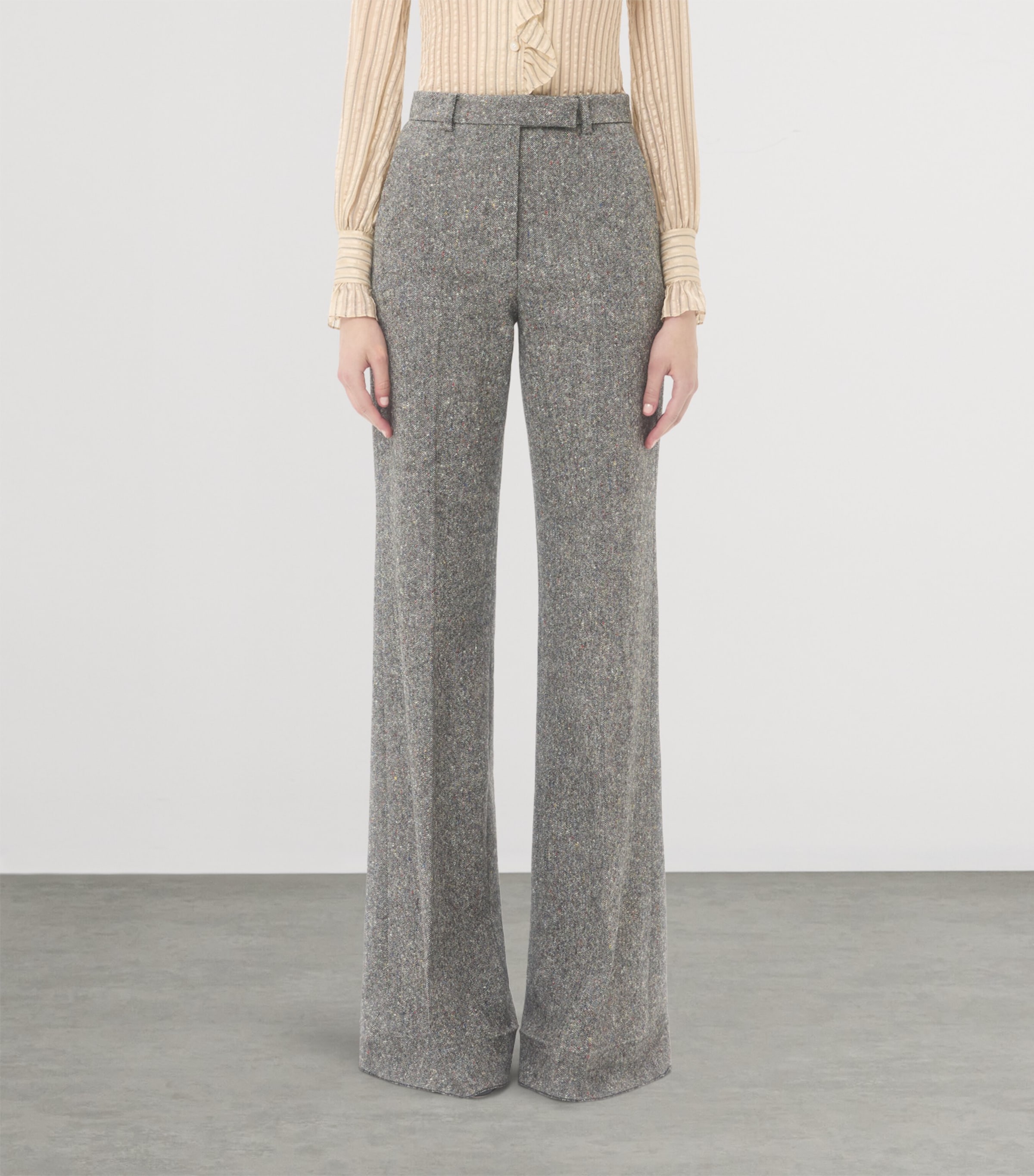 Wool-Blend Speckled Wide-Leg Trousers 0AN Image 3