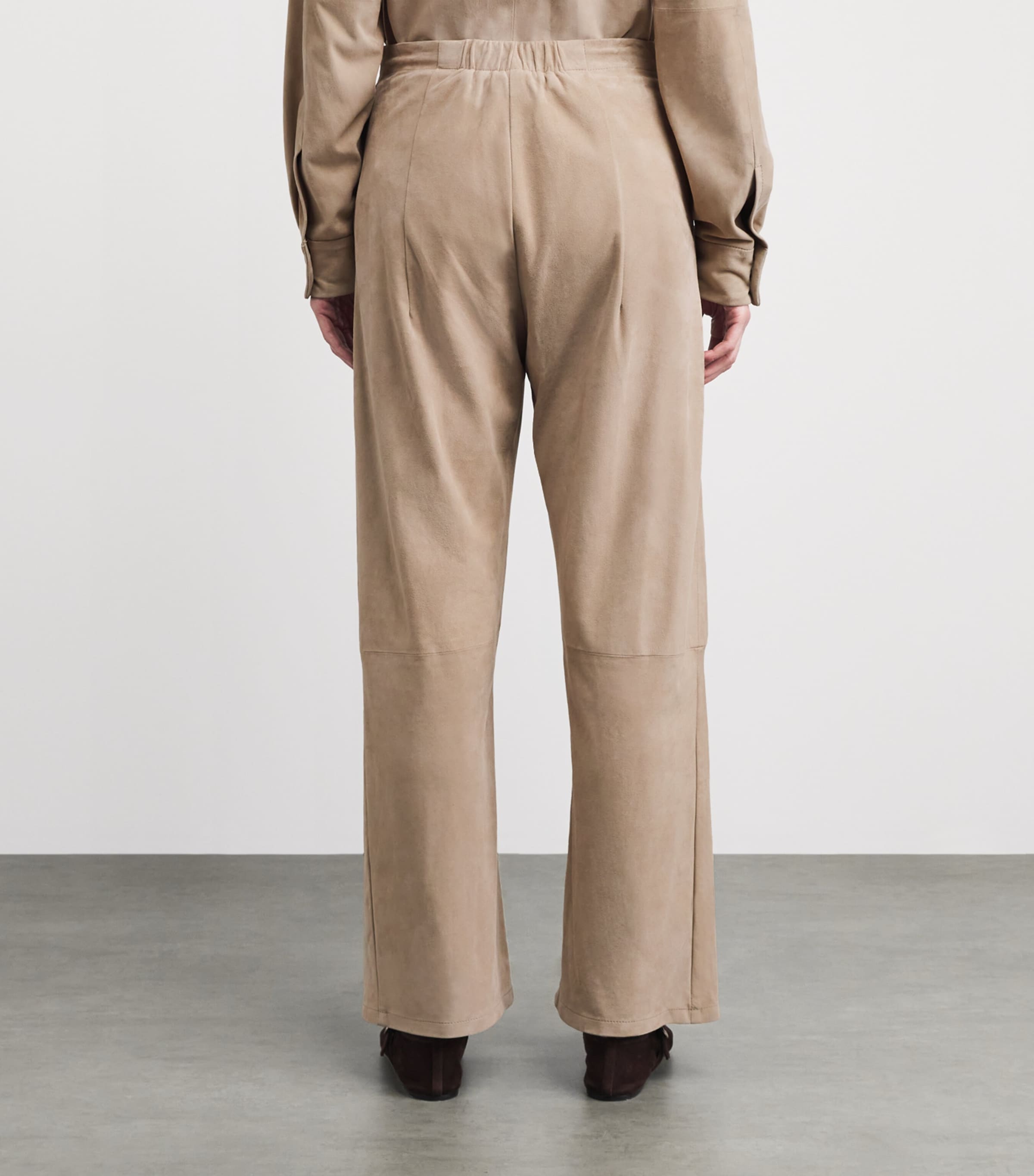 Lauren Manoogian Womens Suede Straight Tailored Trousers Sand Image 5