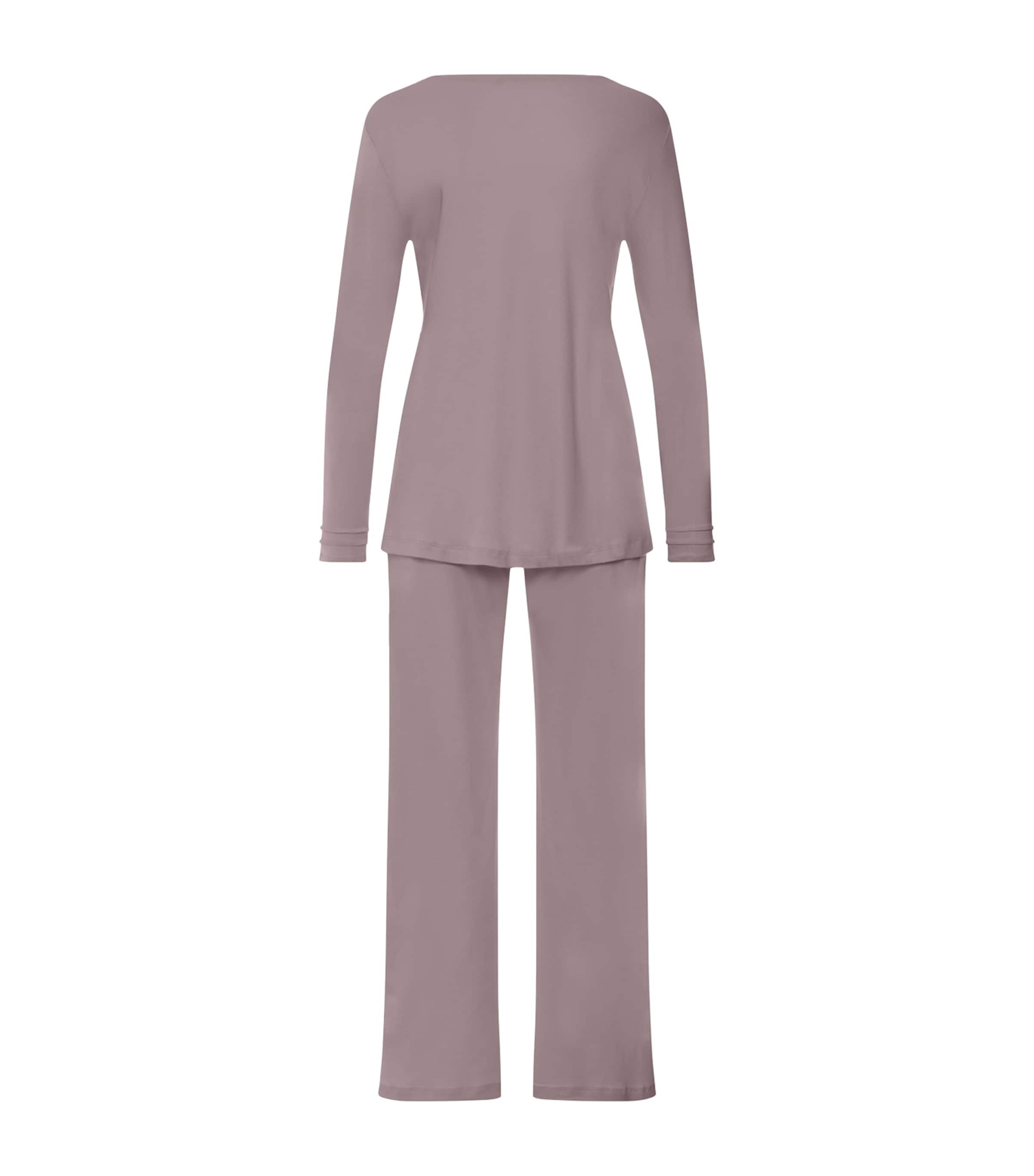Hanro Womens Cotton Long-Sleeve Pyjama Set Stormy Rose Image 3