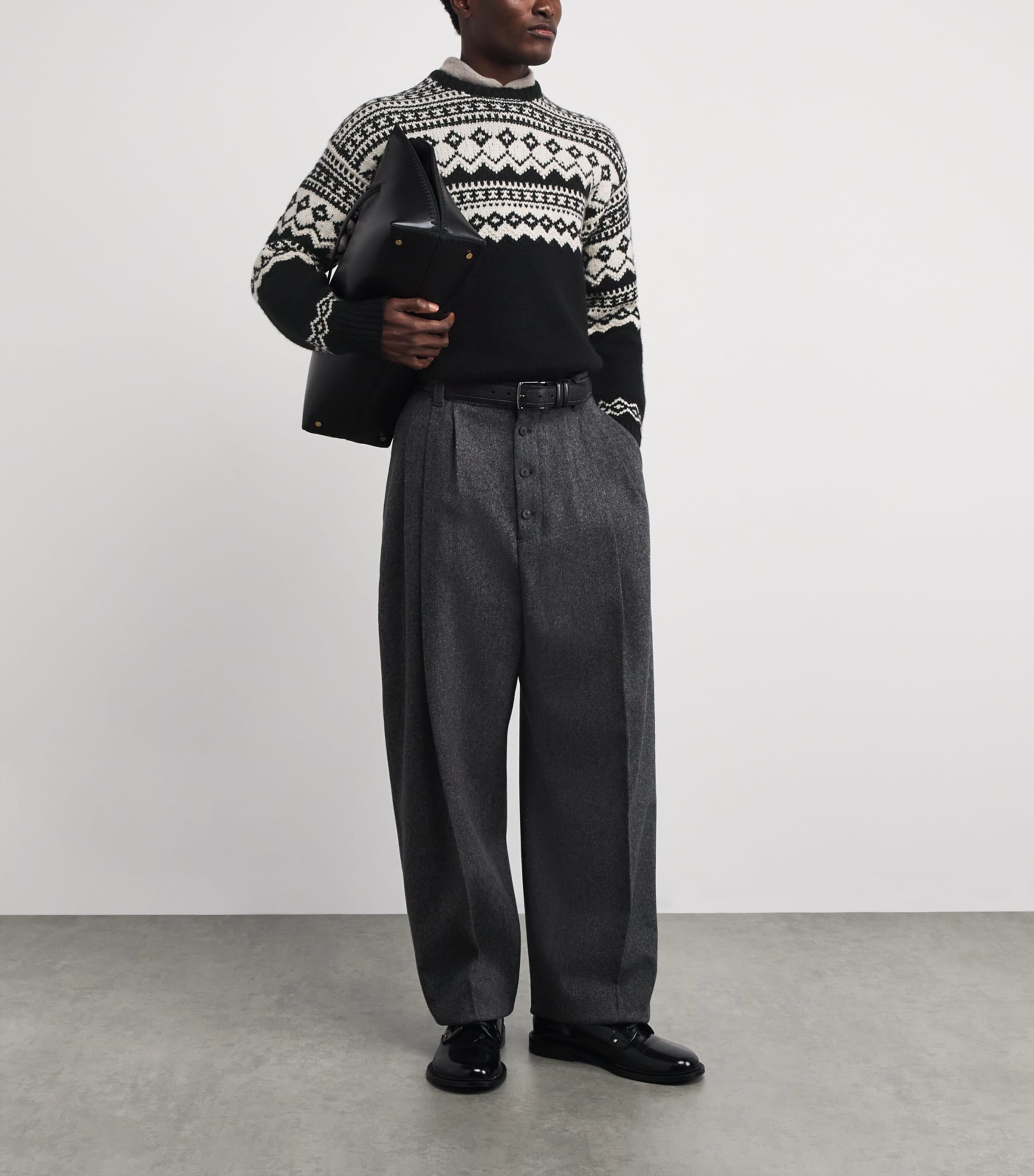 Cashmere Jacquard Sweater CLASSIC BLACK CRM Image 2