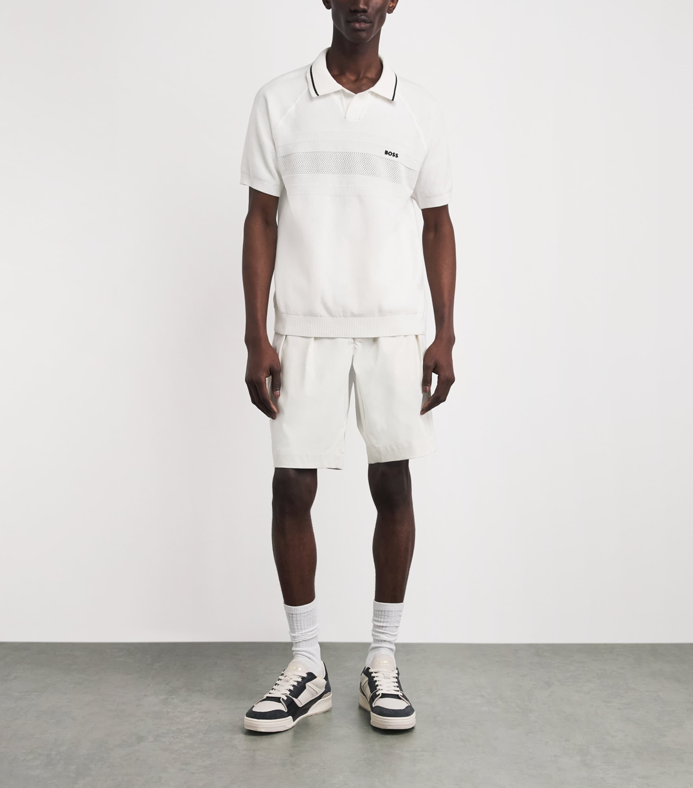 BOSS Mens Cotton Open-Collar Polo Shirt White Image 2