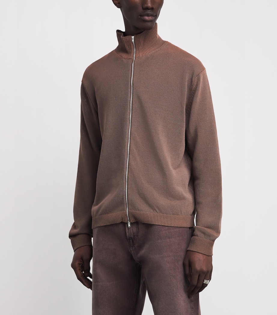 Our Legacy Mens Cotton-Blend Float Funnel Zip-Up Sweatshirt Cangiante Copper Image 3