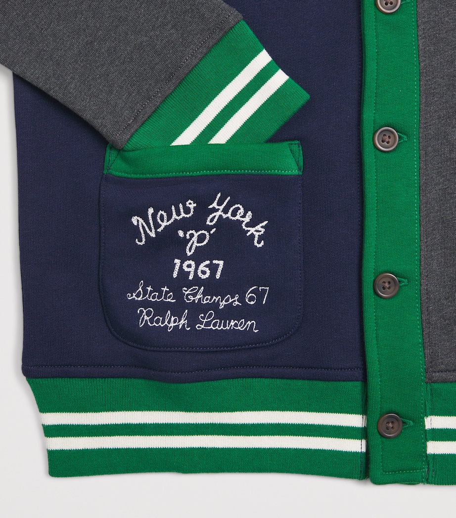 Cotton-Blend Varsity Cardigan (6-14 Years) GREY MU Image 3