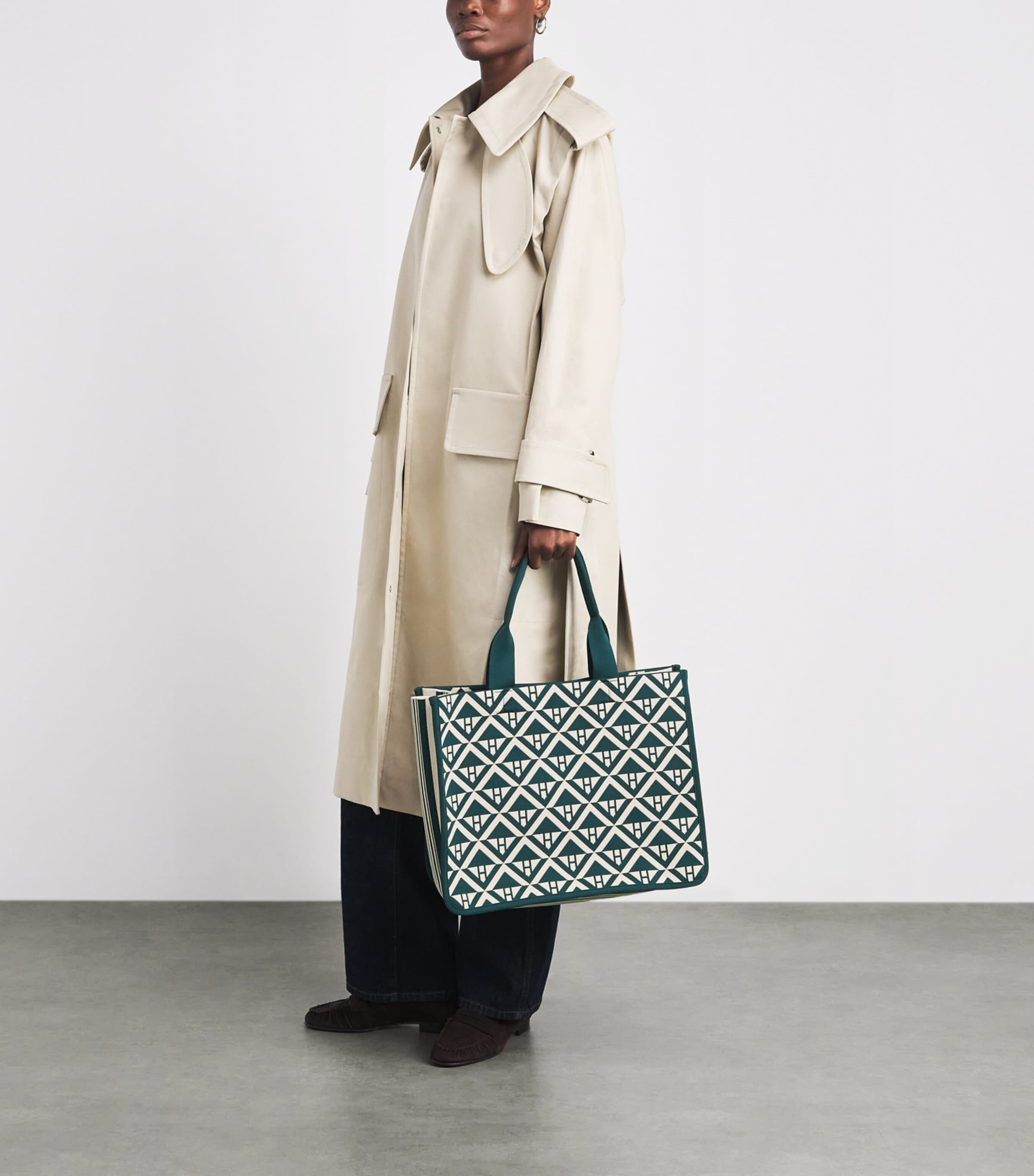 Harrods Medium Geometric Tote Bag Harrods Green Image 2