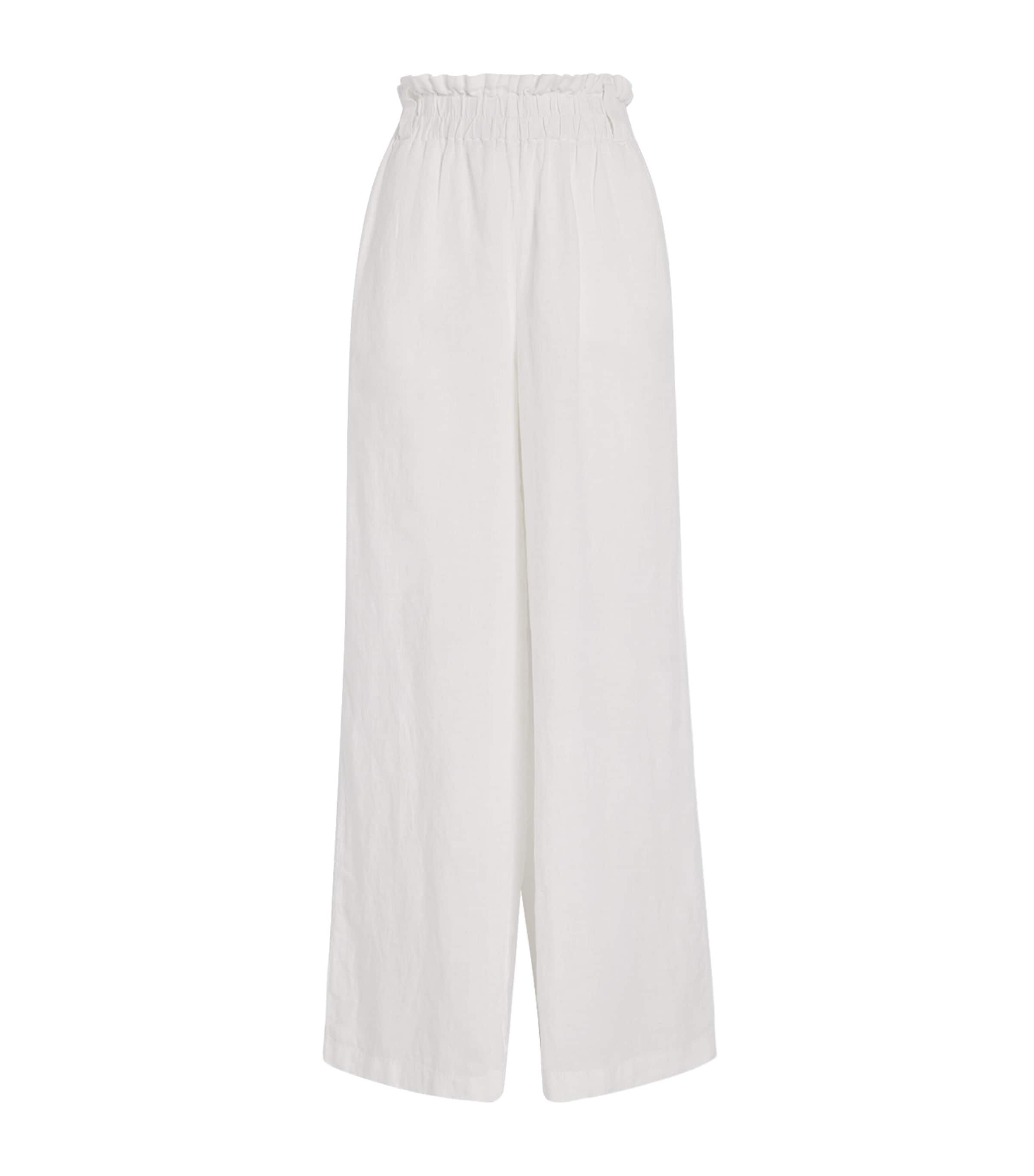 Linen Wide-Leg Trousers OPTICAL WHITE Image 1