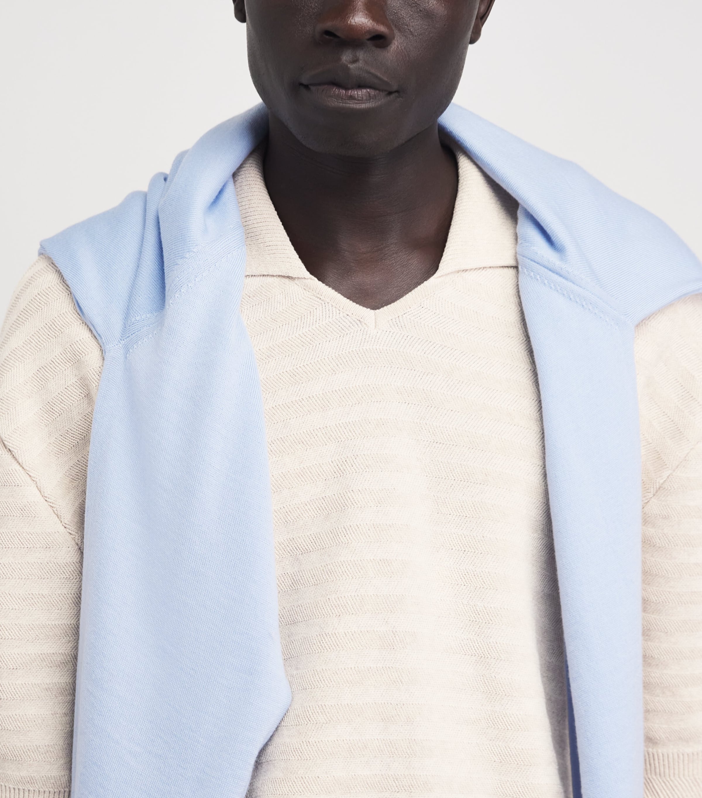 Jacquemus Mens Cotton-Silk Polo Shirt Light Beige Image 2
