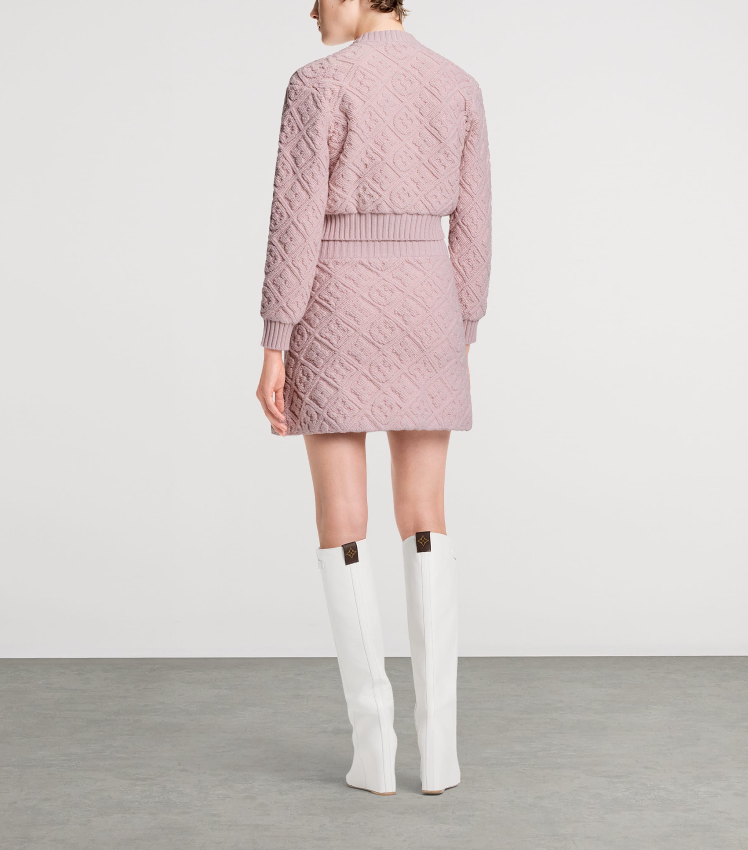 Wool-Blend Monogram Cardigan PINK Image 4