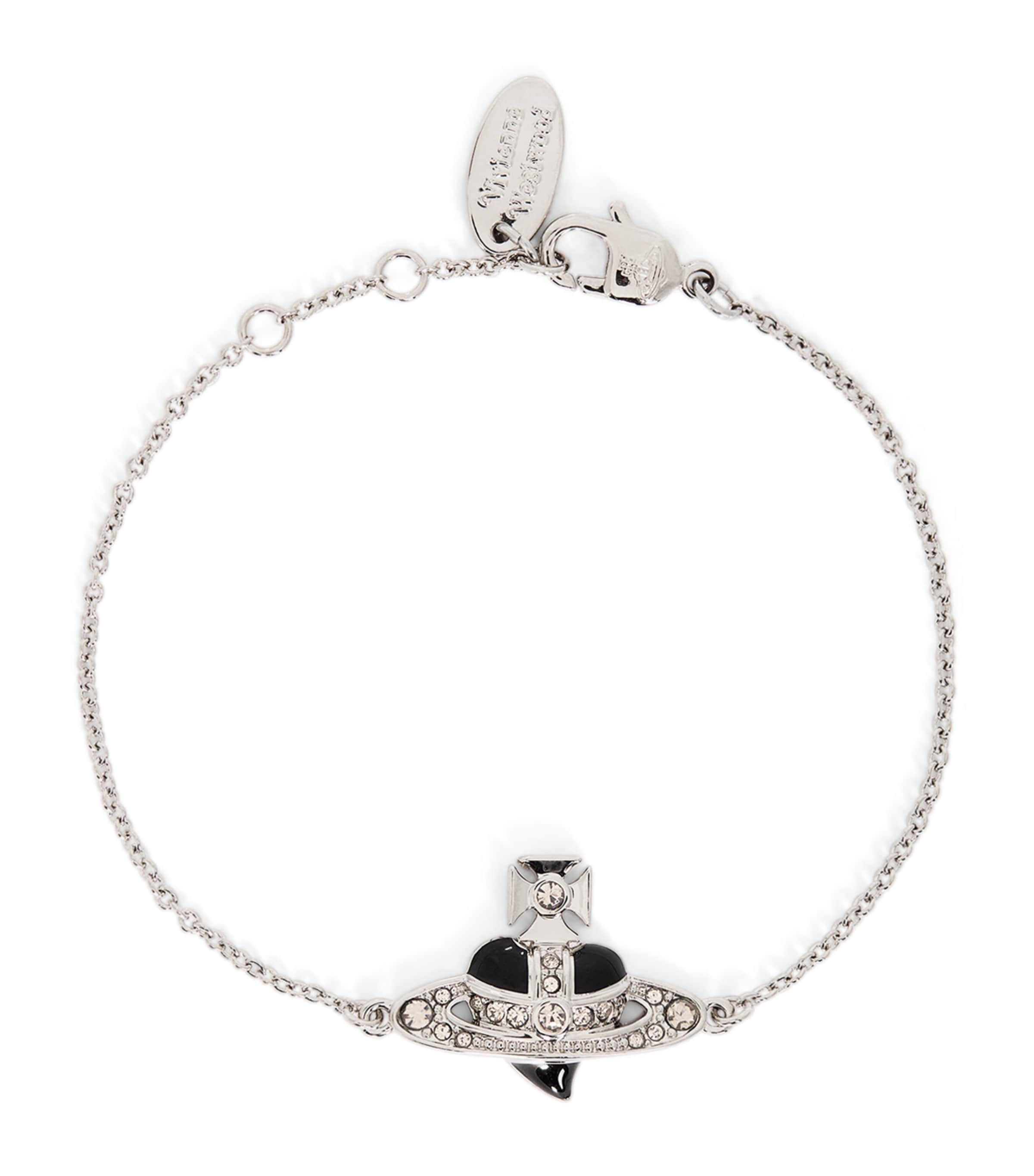 Vivienne Westwood/NEW DIAMANTE HEART ブレスレット/svw493 New Diamante Heart Bracelet in PLATINUM-BLACK-DIAMOND