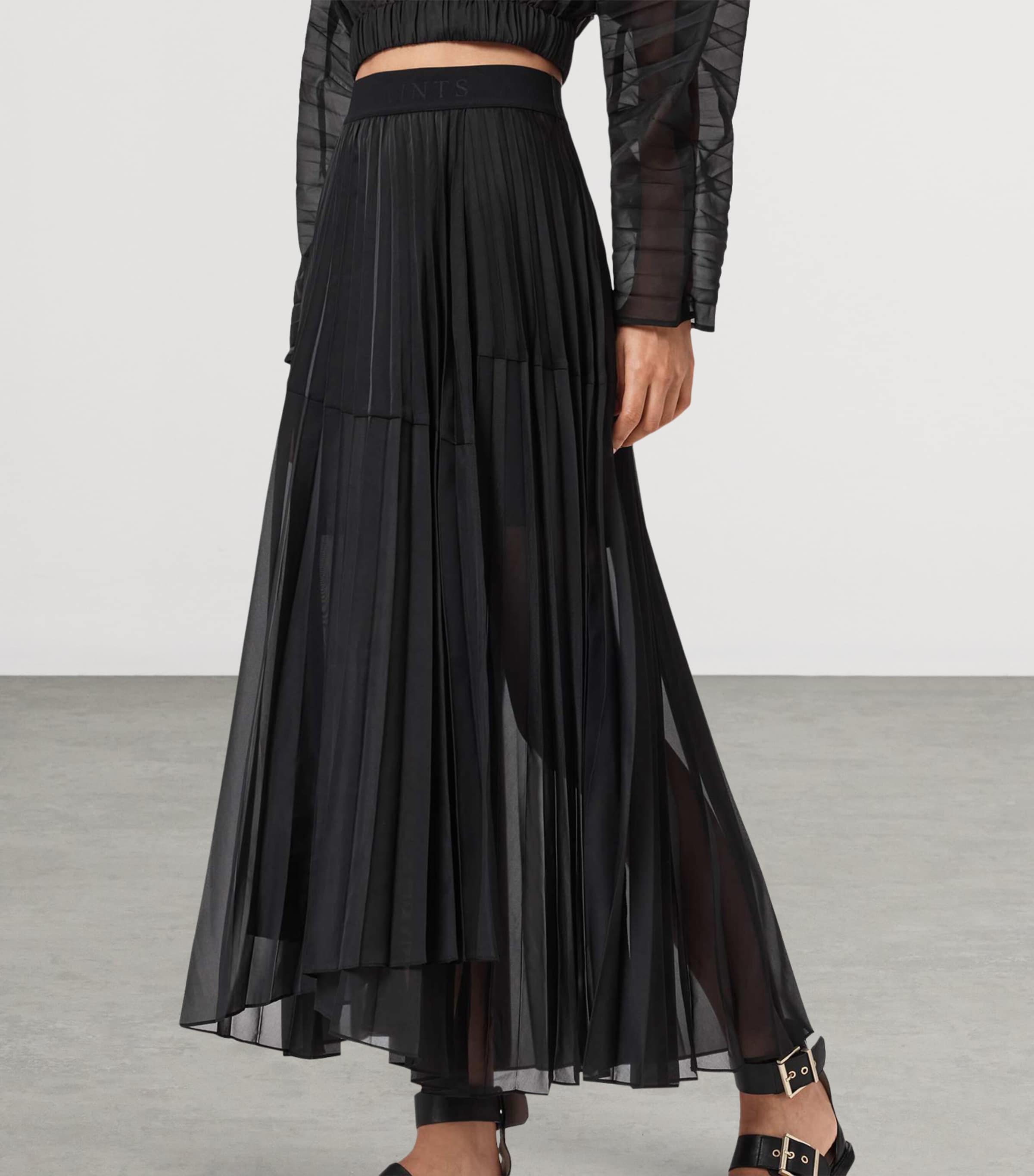 Pleated Micaela Maxi Skirt BLACK Image 5