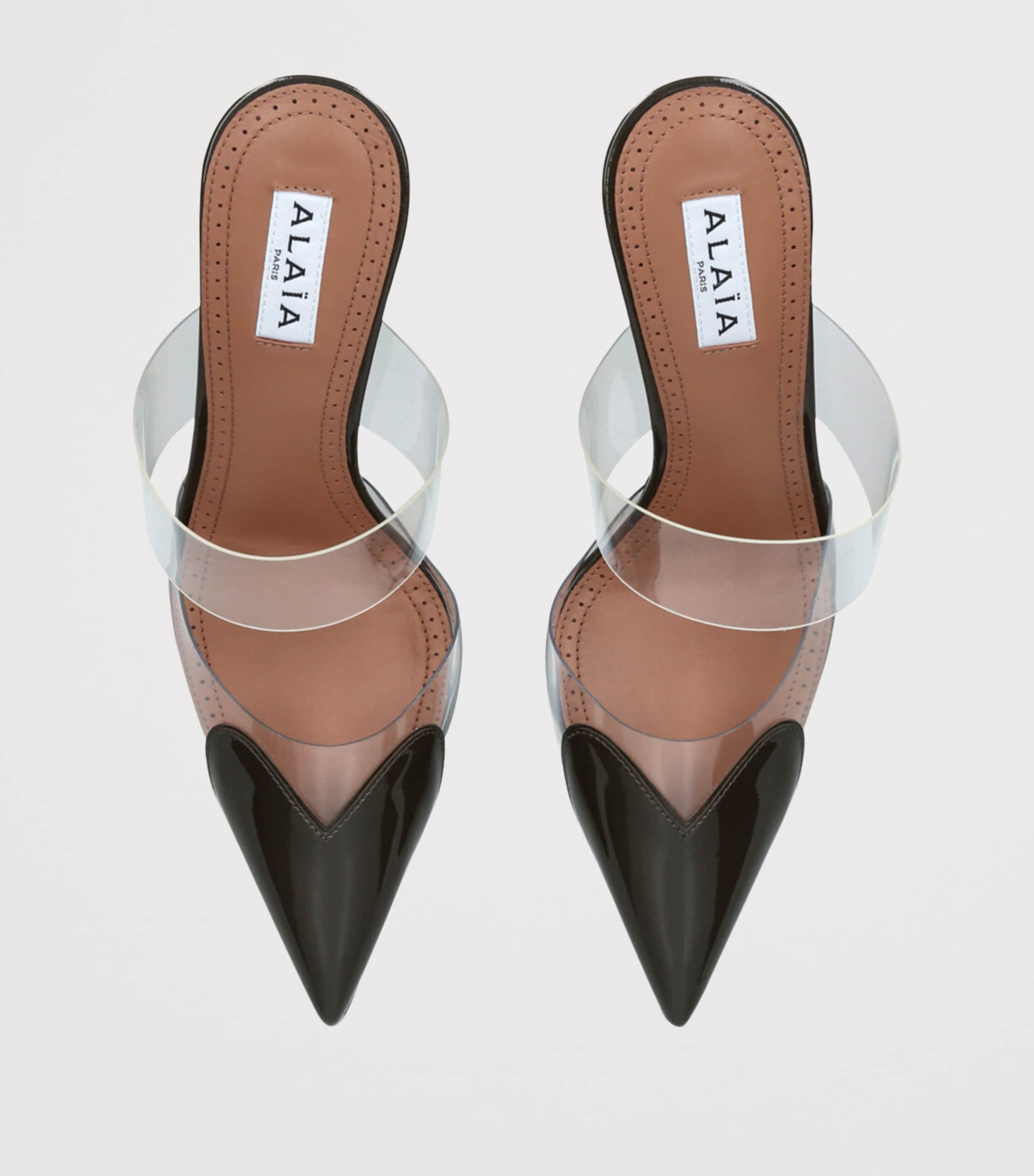 Alaïa Patent Leather Le Coeur Mules 90 | Harrods US