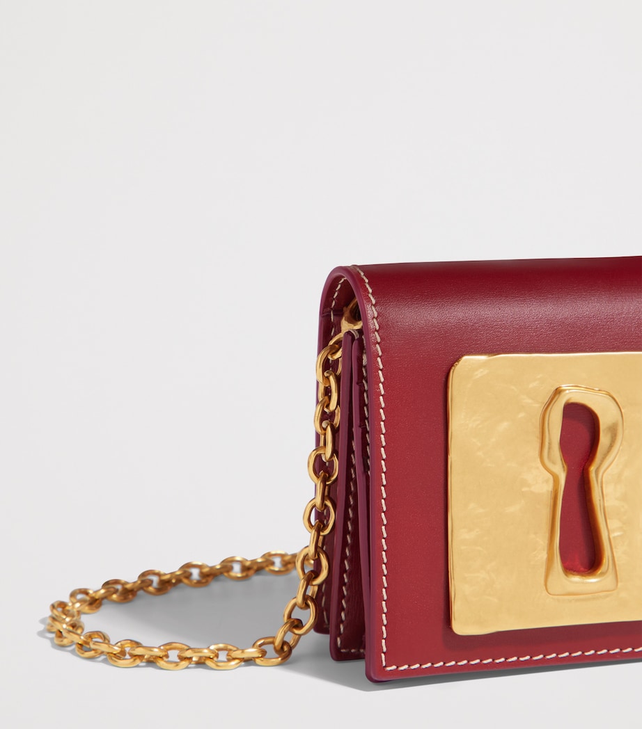 Schiaparelli Mini Leather Keyhole Clutch Bag Red Image 6