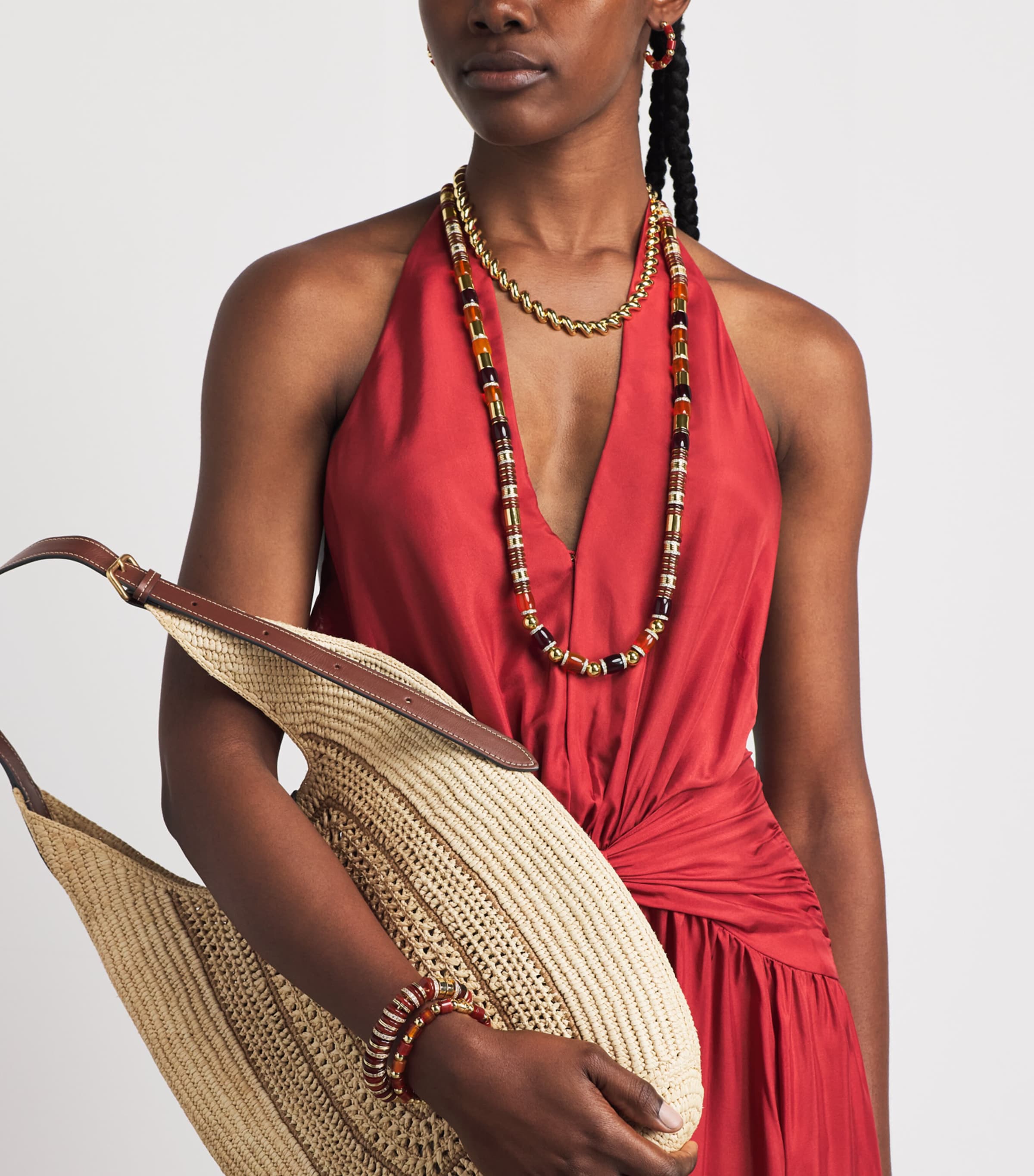 Eddie Borgo Gold-Plated Amber, Carnelian and Pavé Crystal Patch Necklace Gold Image 2
