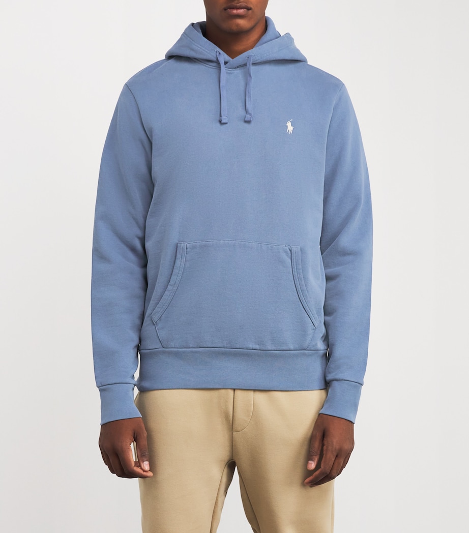 Cotton Polo Pony Hoodie BLUE Image 3