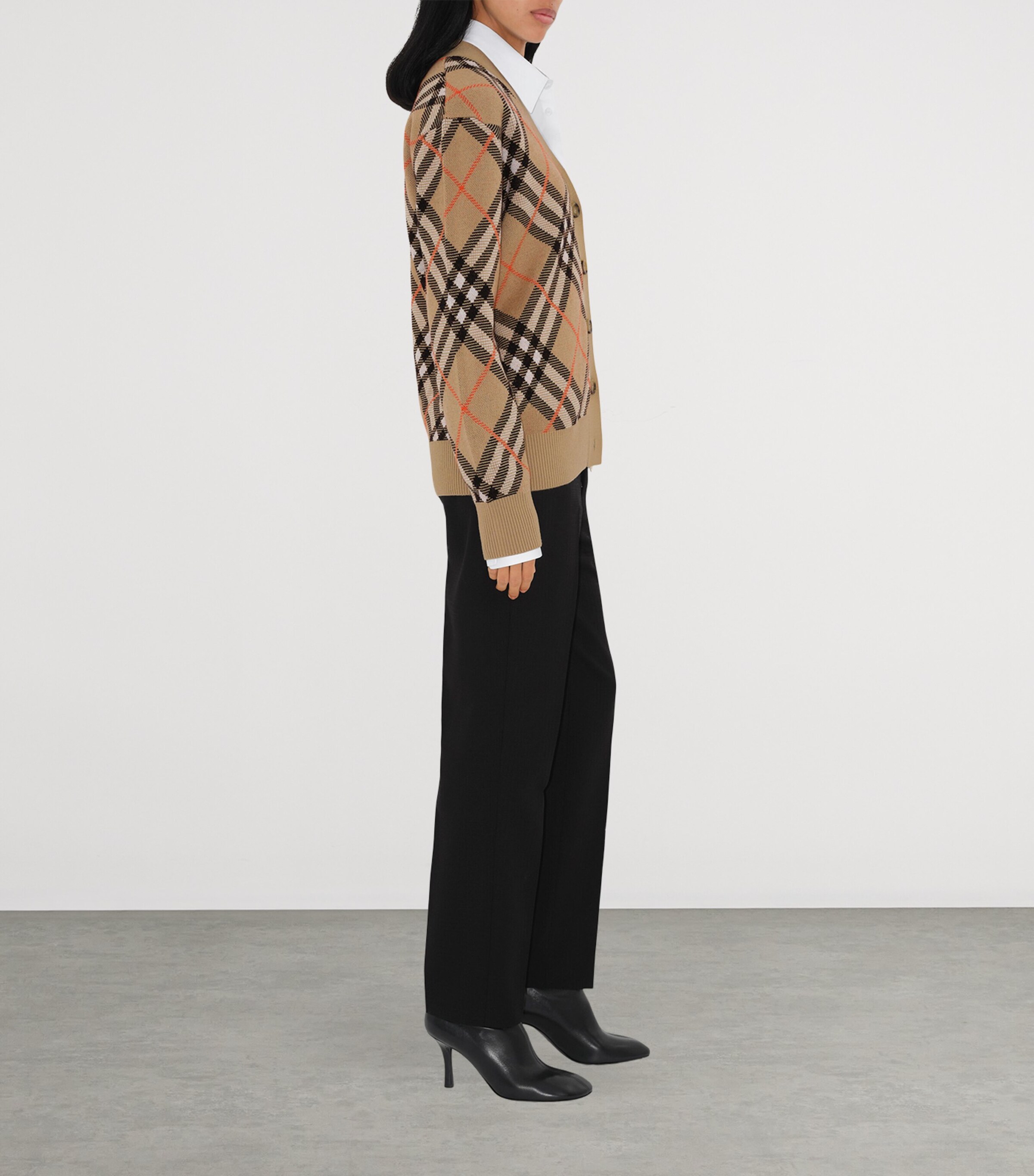 Wool-Mohair Check Cardigan SAND IP CHECK Image 3