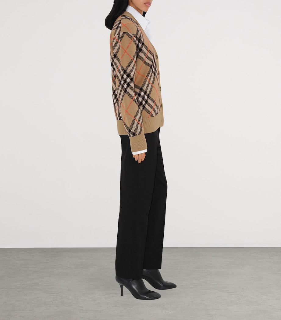 Wool-Mohair Check Cardigan SAND IP CHECK Image 3