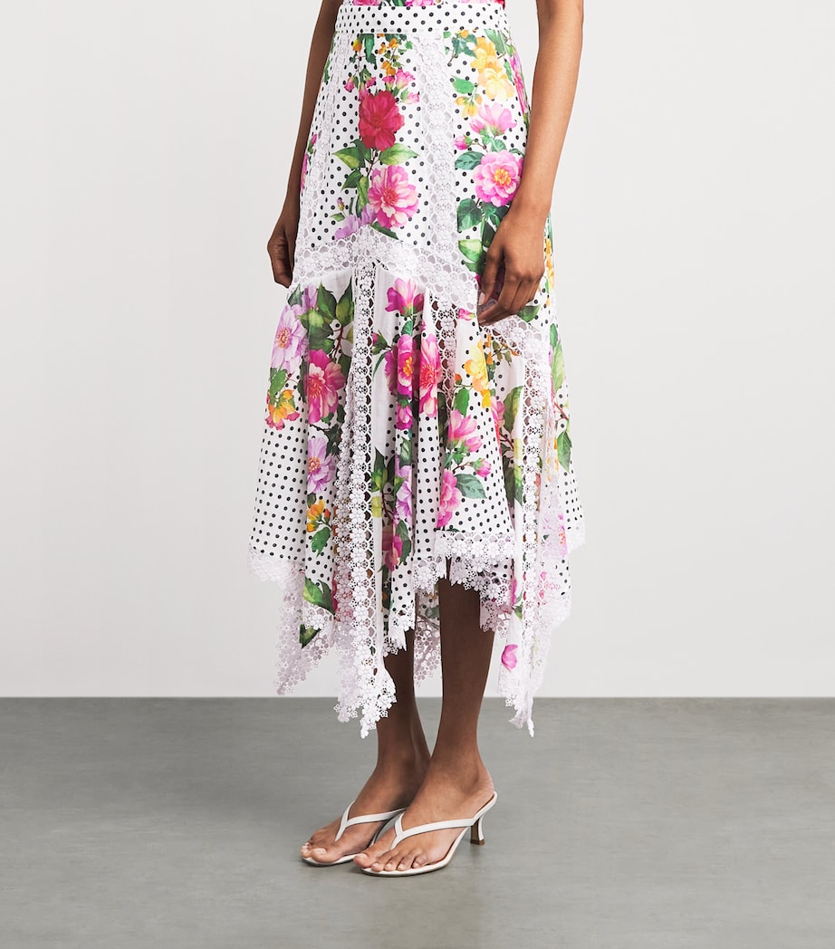 Charo Ruiz Ibiza Womens Floral Velina Midi Skirt White Dots Image 4