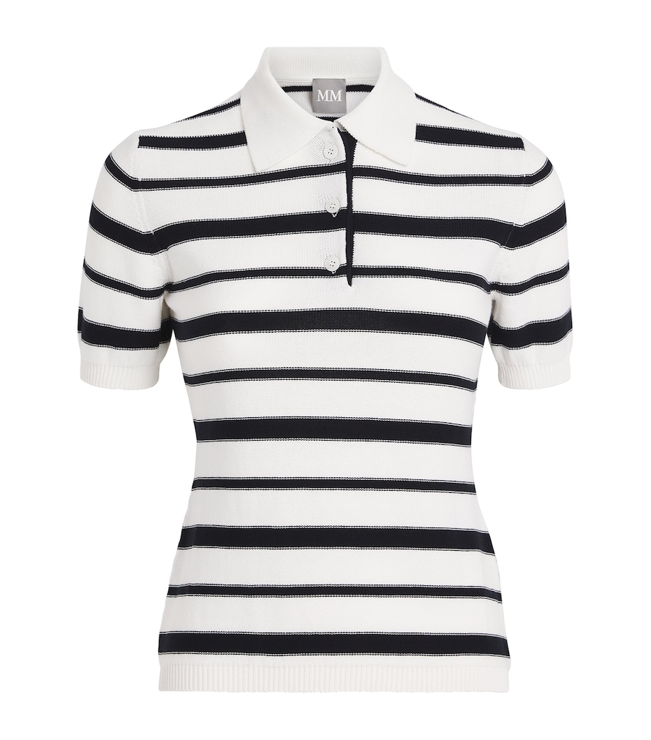 MM Womens Cotton Stripe Polo Shirt Optical White Image 1