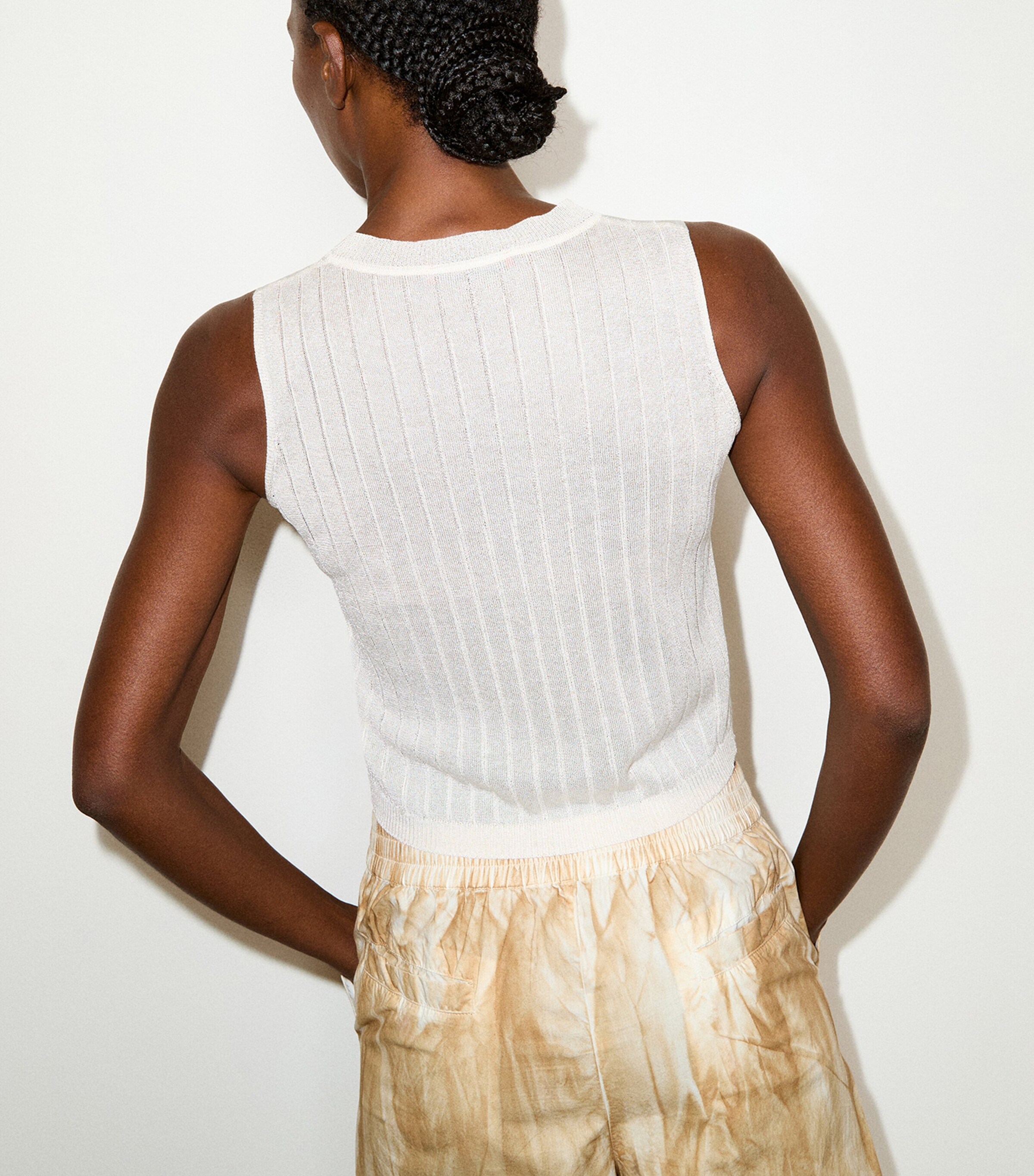 MAX&Co. Womens Ribbed Sleeveless Top Milk Image 3
